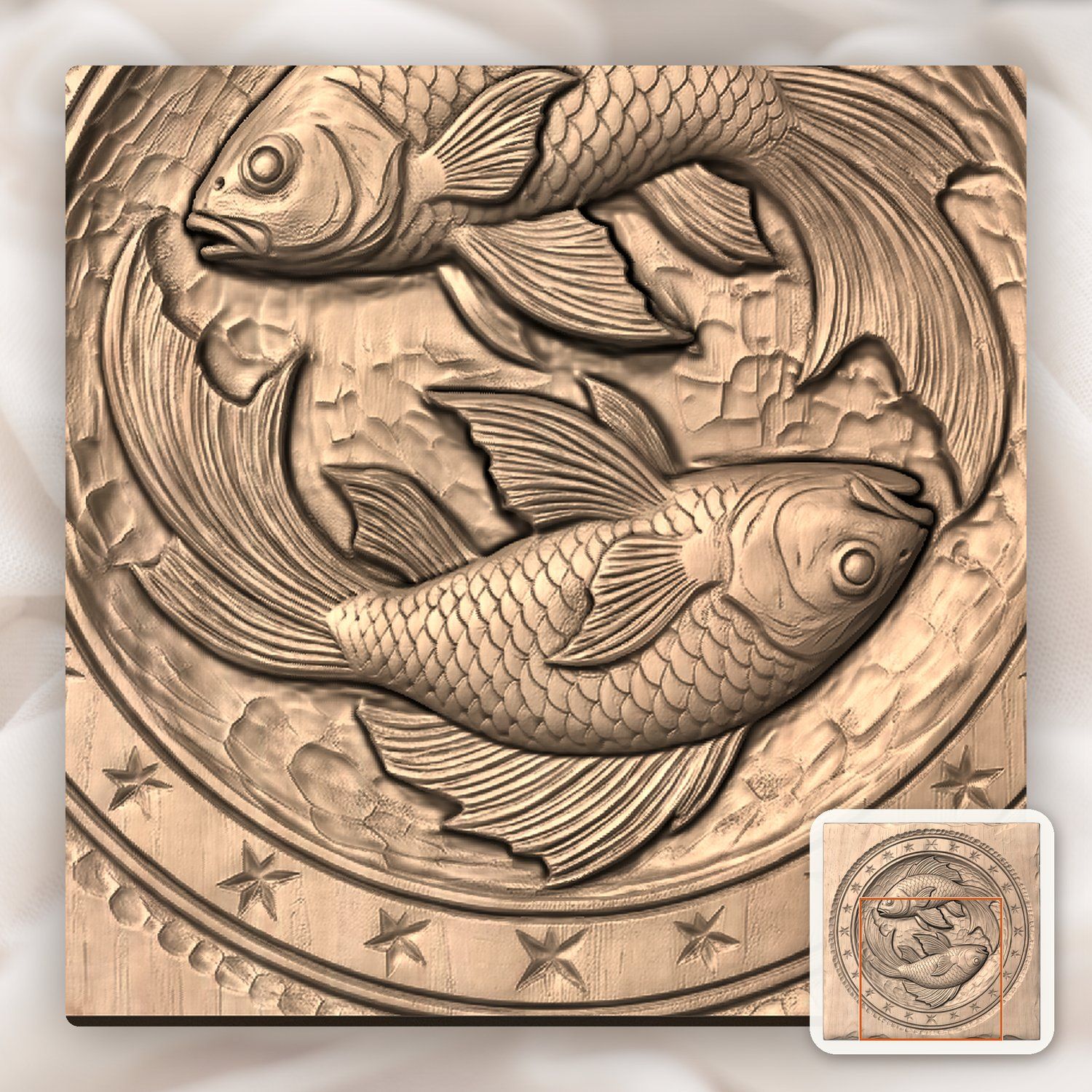Pisces Zodiac Astrology Fish CNC Relief STL bas-relief STL — view 8