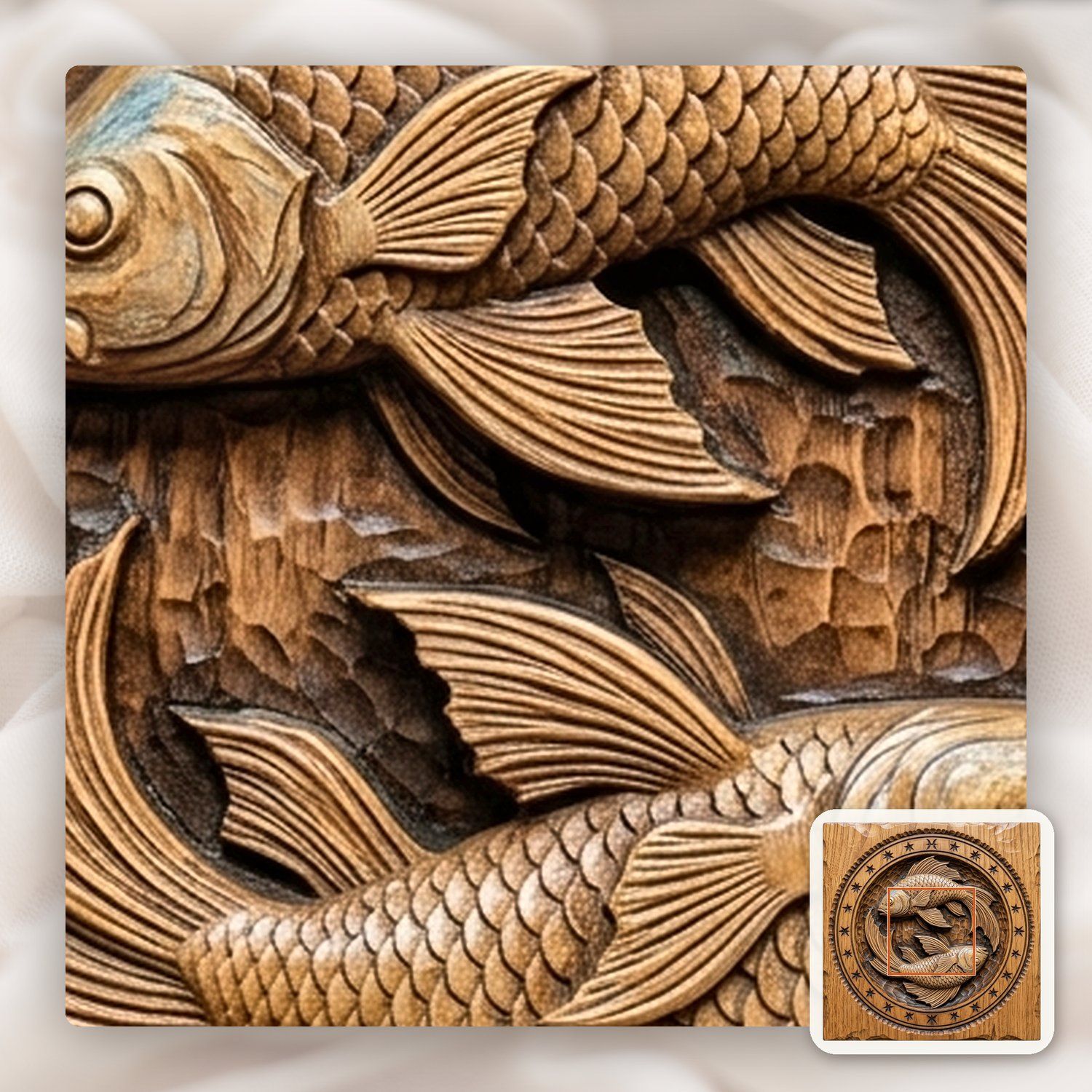 Pisces Zodiac Astrology Fish CNC Relief STL bas-relief STL — view 10