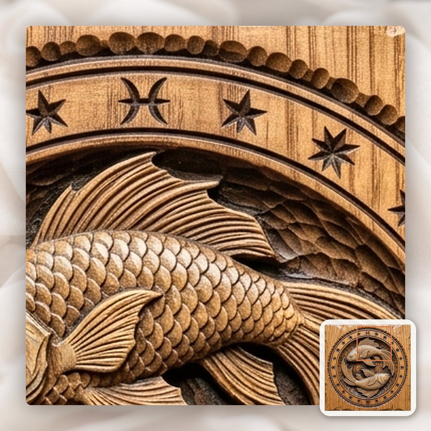 Pisces Zodiac Astrology Fish CNC Relief STL bas-relief STL — view 11