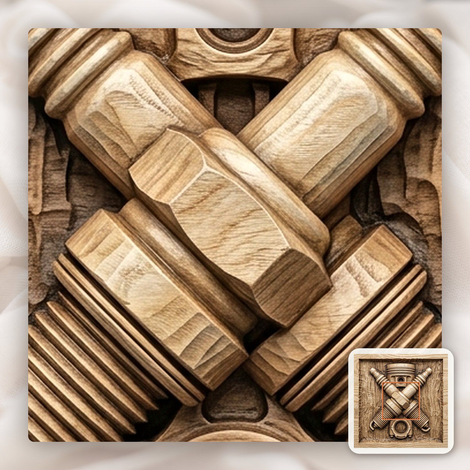 Piston and Crossed Spark Plugs CNC Relief STL bas-relief STL — view 11