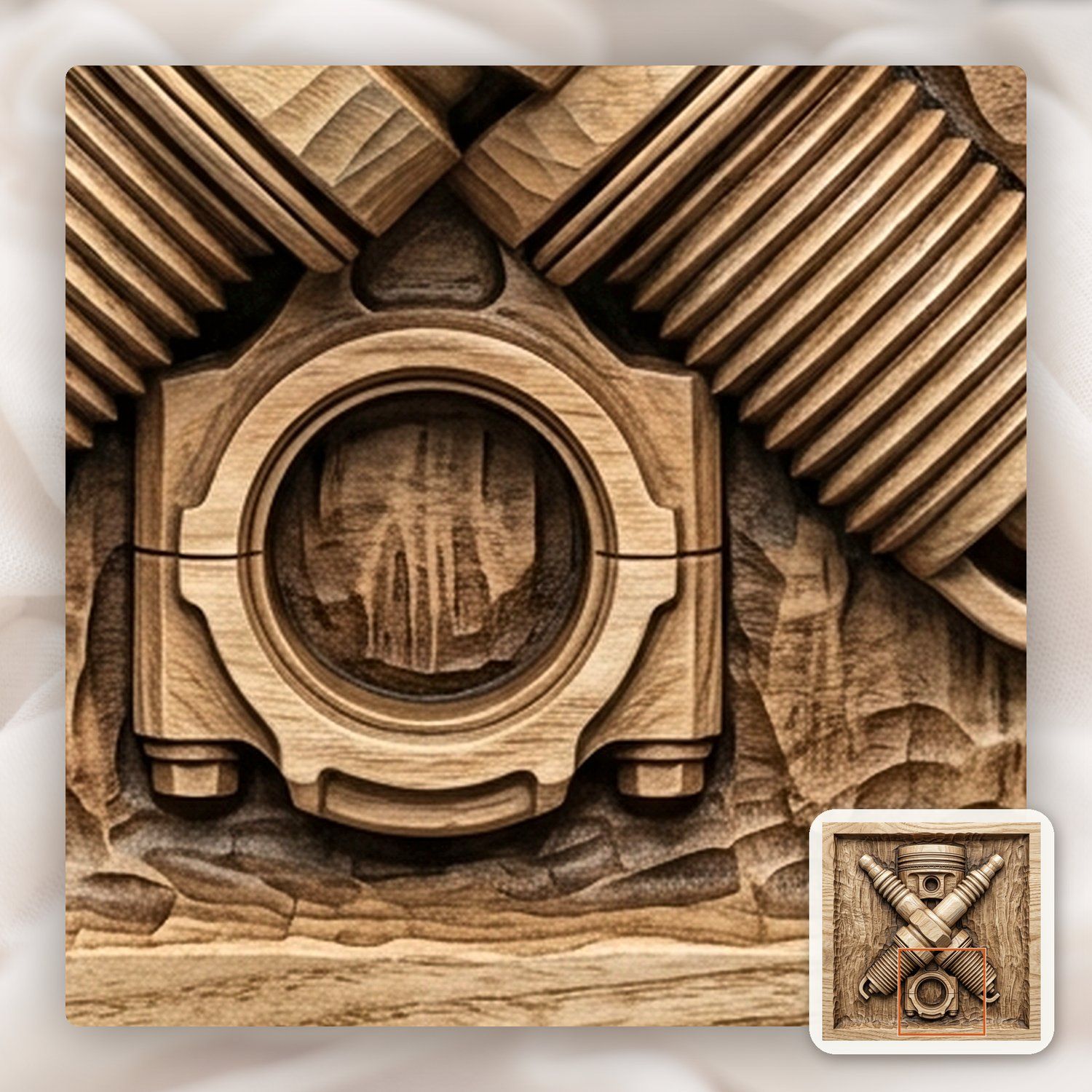 Piston and Crossed Spark Plugs CNC Relief STL bas-relief STL — view 12