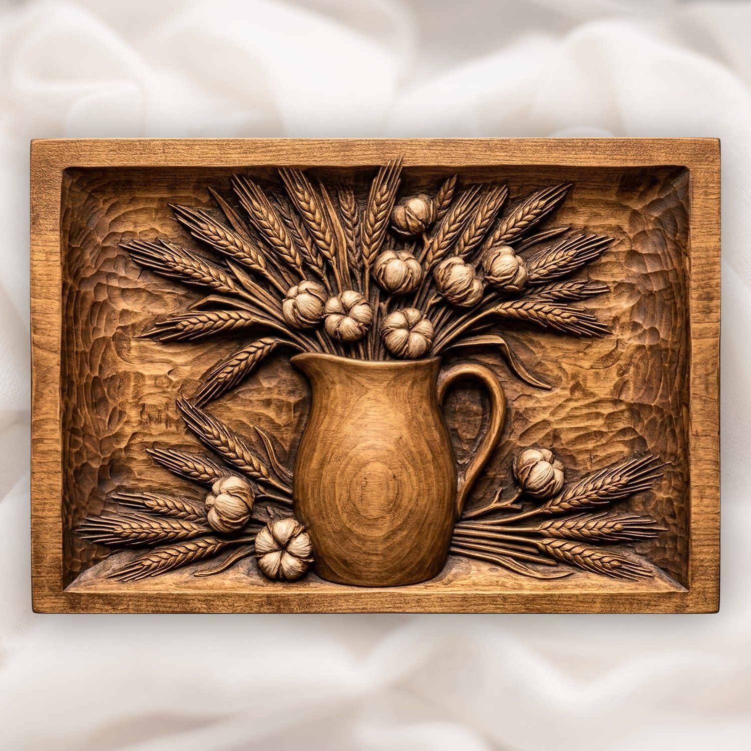 Pitcher Wheat Cotton CNC Relief STL bas-relief STL design