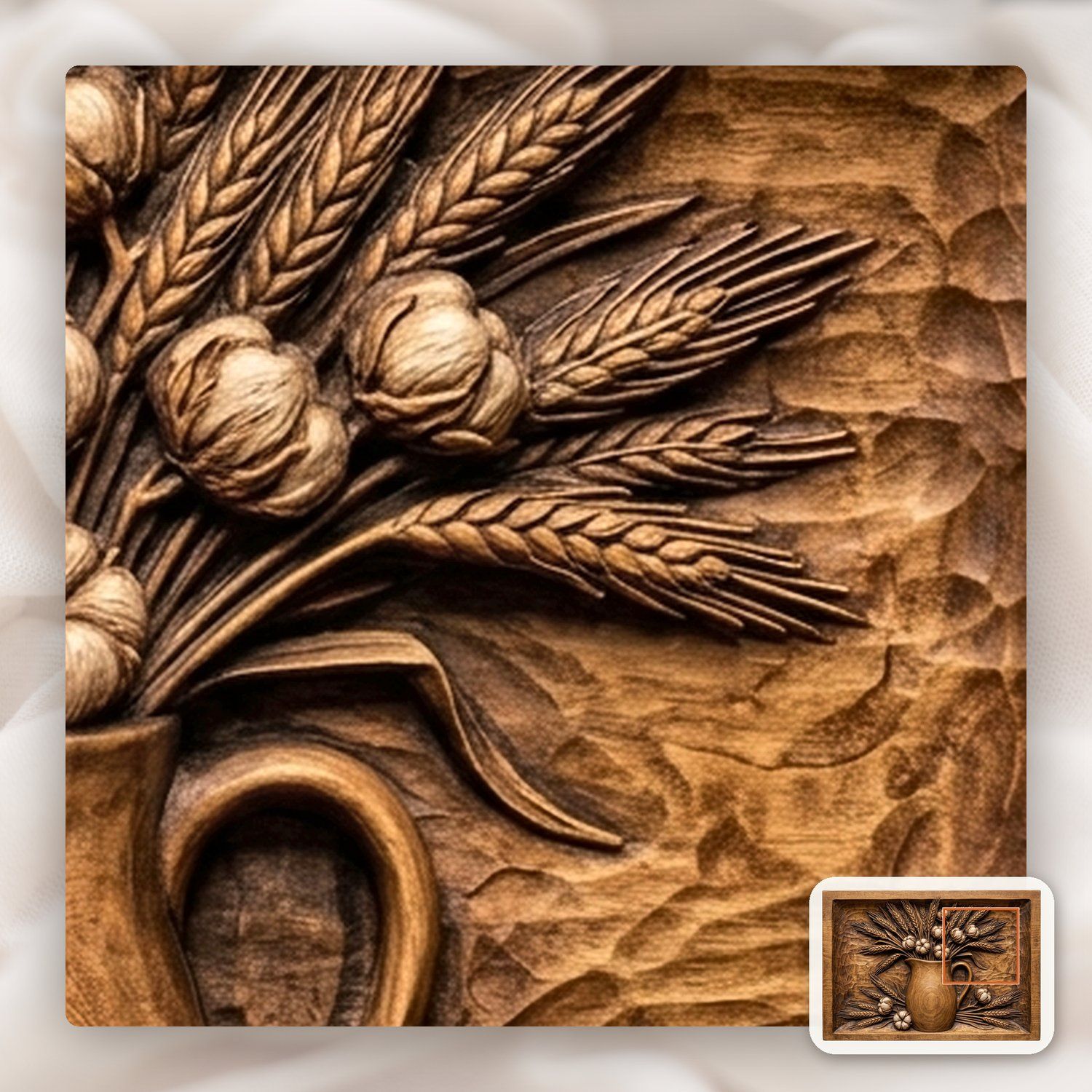Pitcher Wheat Cotton CNC Relief STL bas-relief STL — view 12
