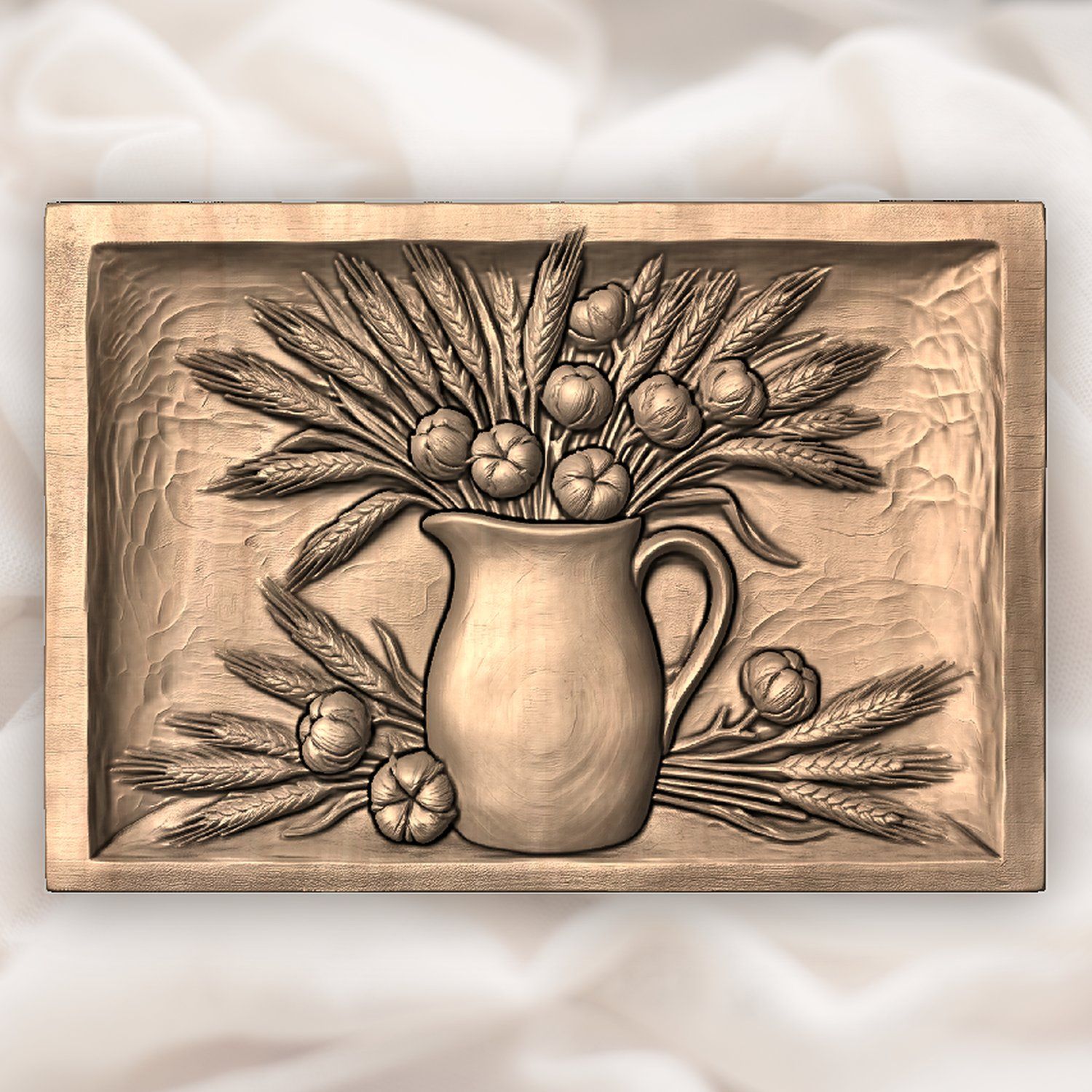 Pitcher Wheat Cotton CNC Relief STL bas-relief STL — view 5