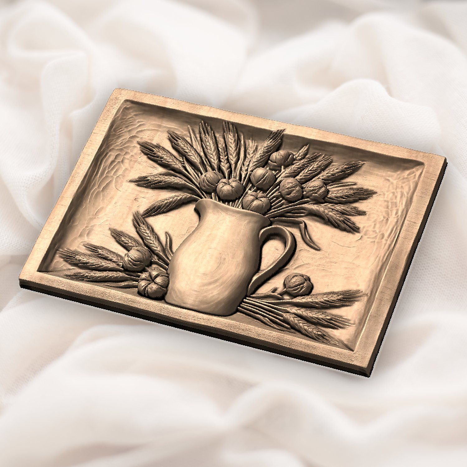 Pitcher Wheat Cotton CNC Relief STL bas-relief STL — view 6