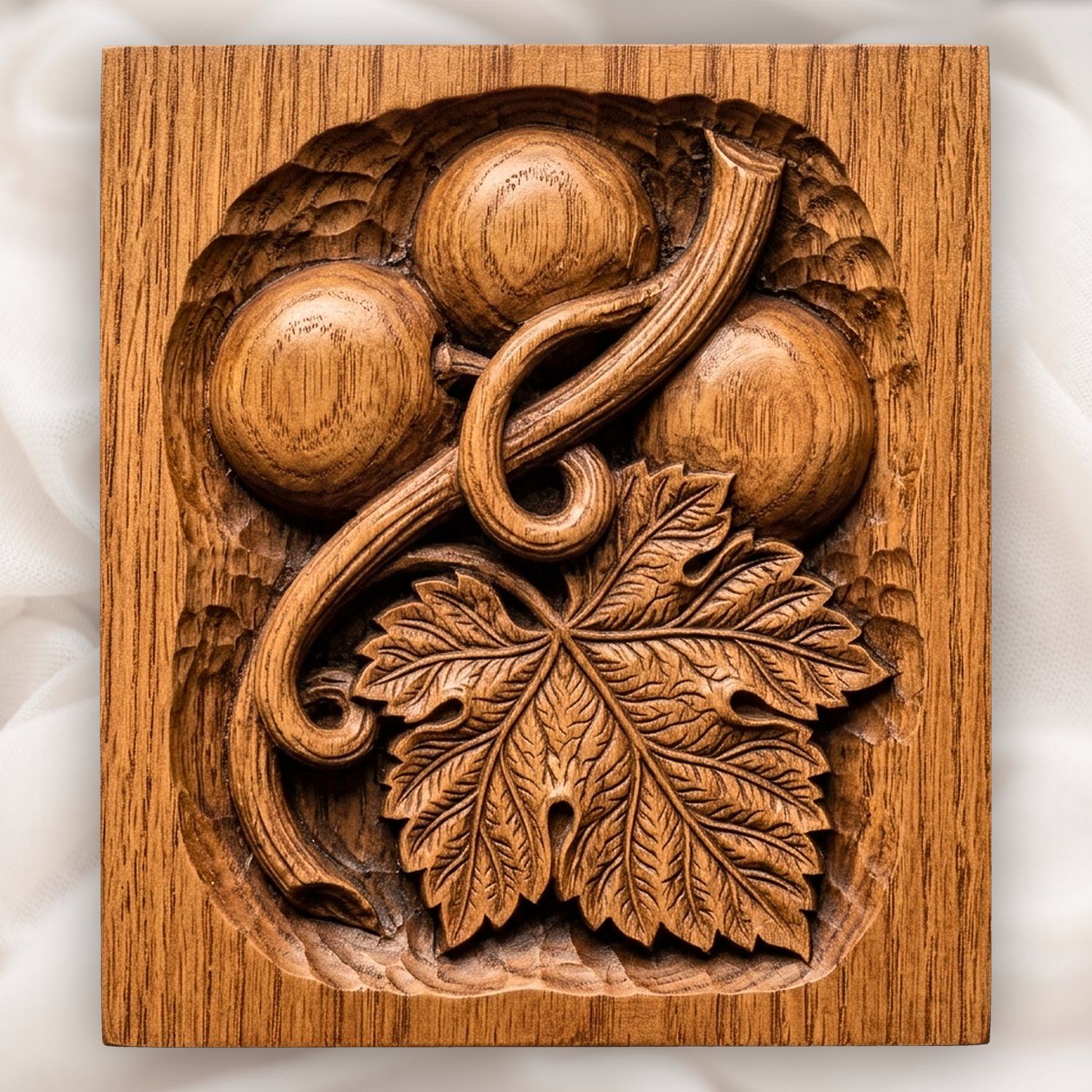 Plump Grapes Vine Leaf CNC Relief STL bas-relief STL design