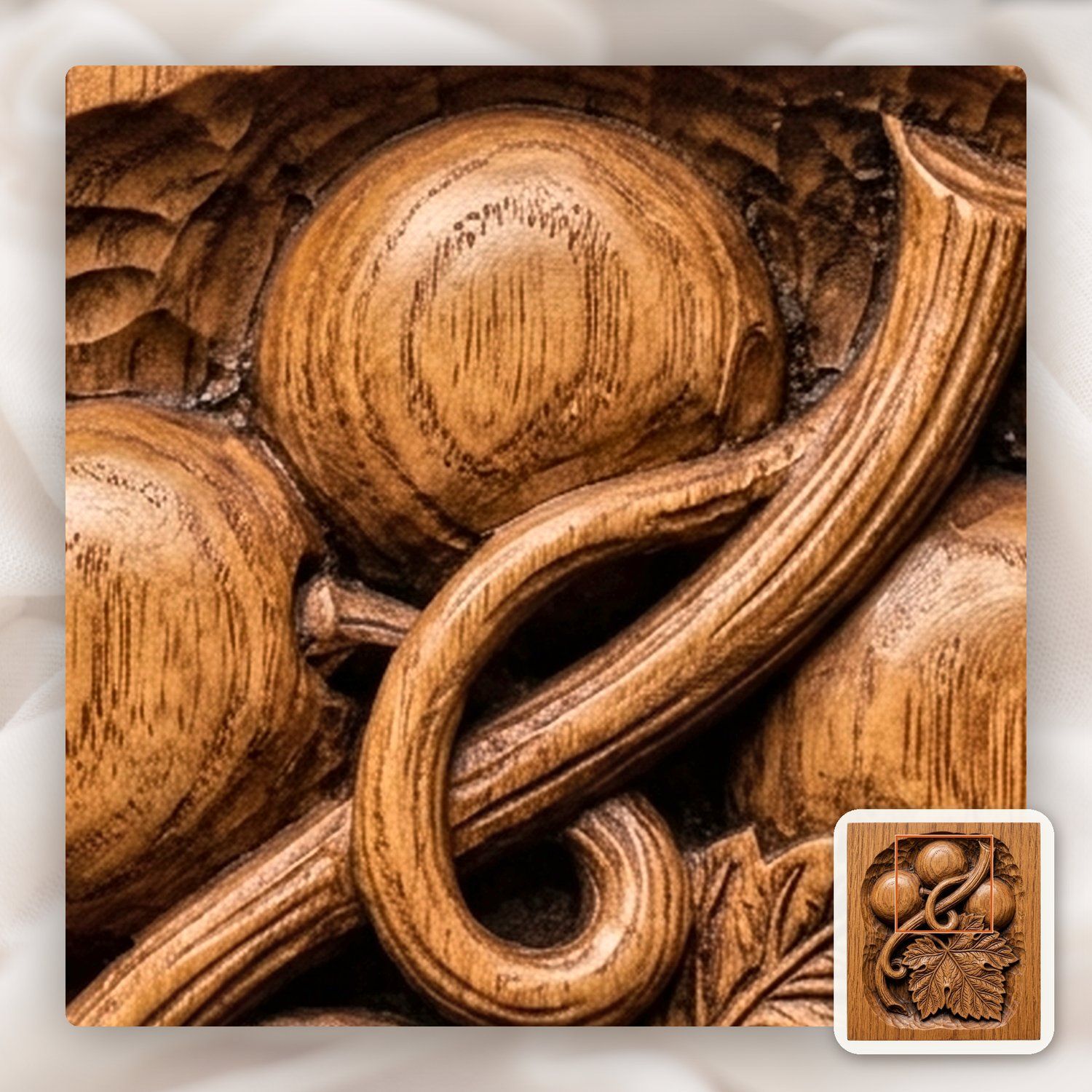 Plump Grapes Vine Leaf CNC Relief STL bas-relief STL — view 9