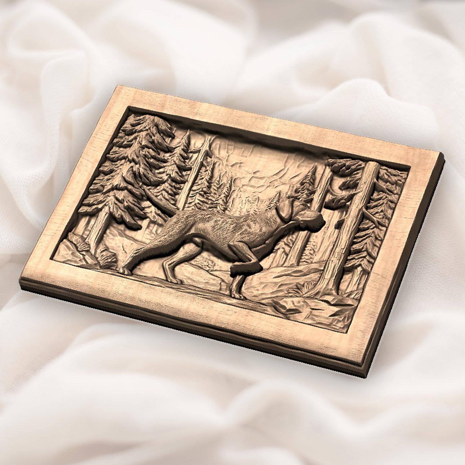 Pointer Dog Forest Scene CNC Relief STL bas-relief STL — view 6