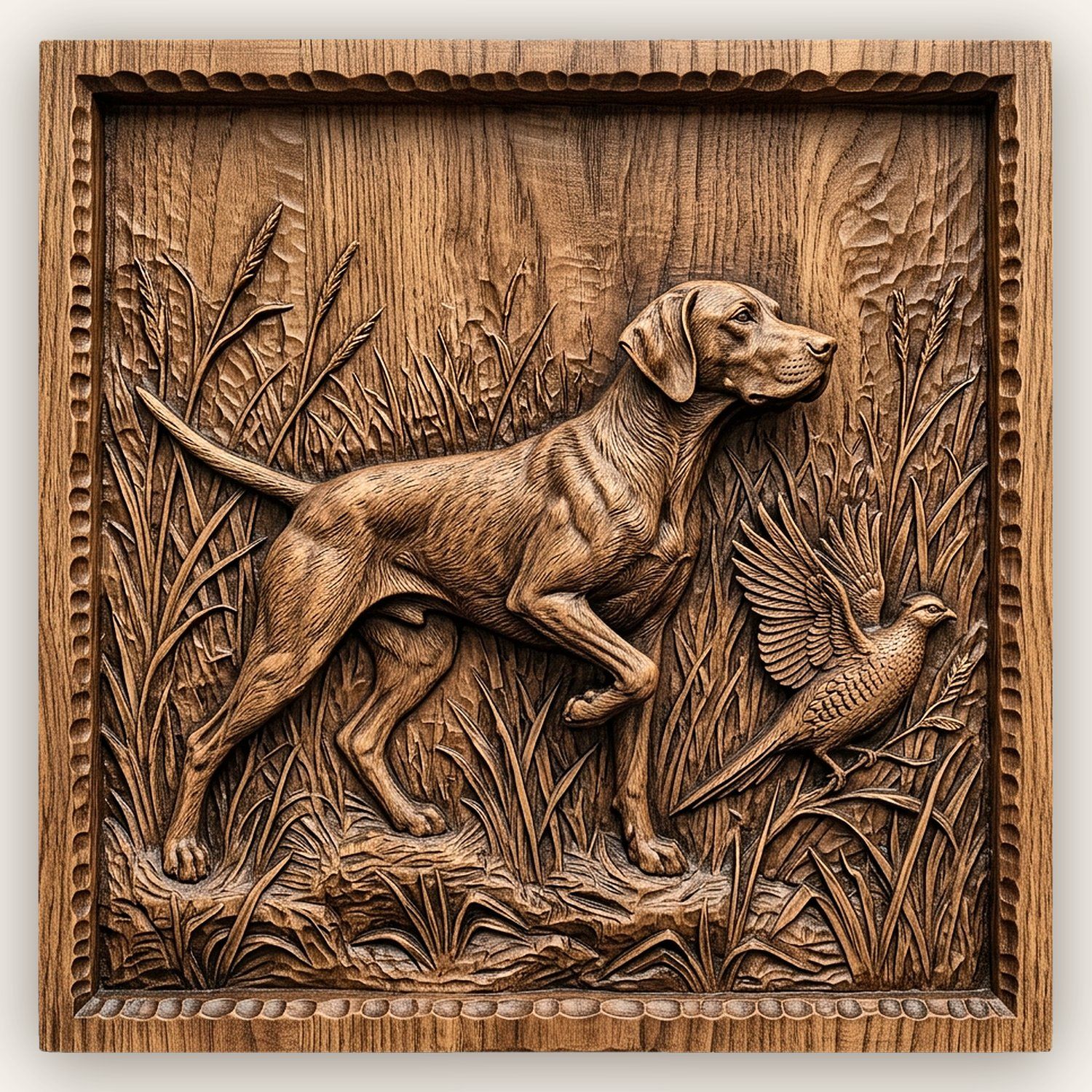 Pointer Dog Pheasant CNC Relief STL bas-relief STL design