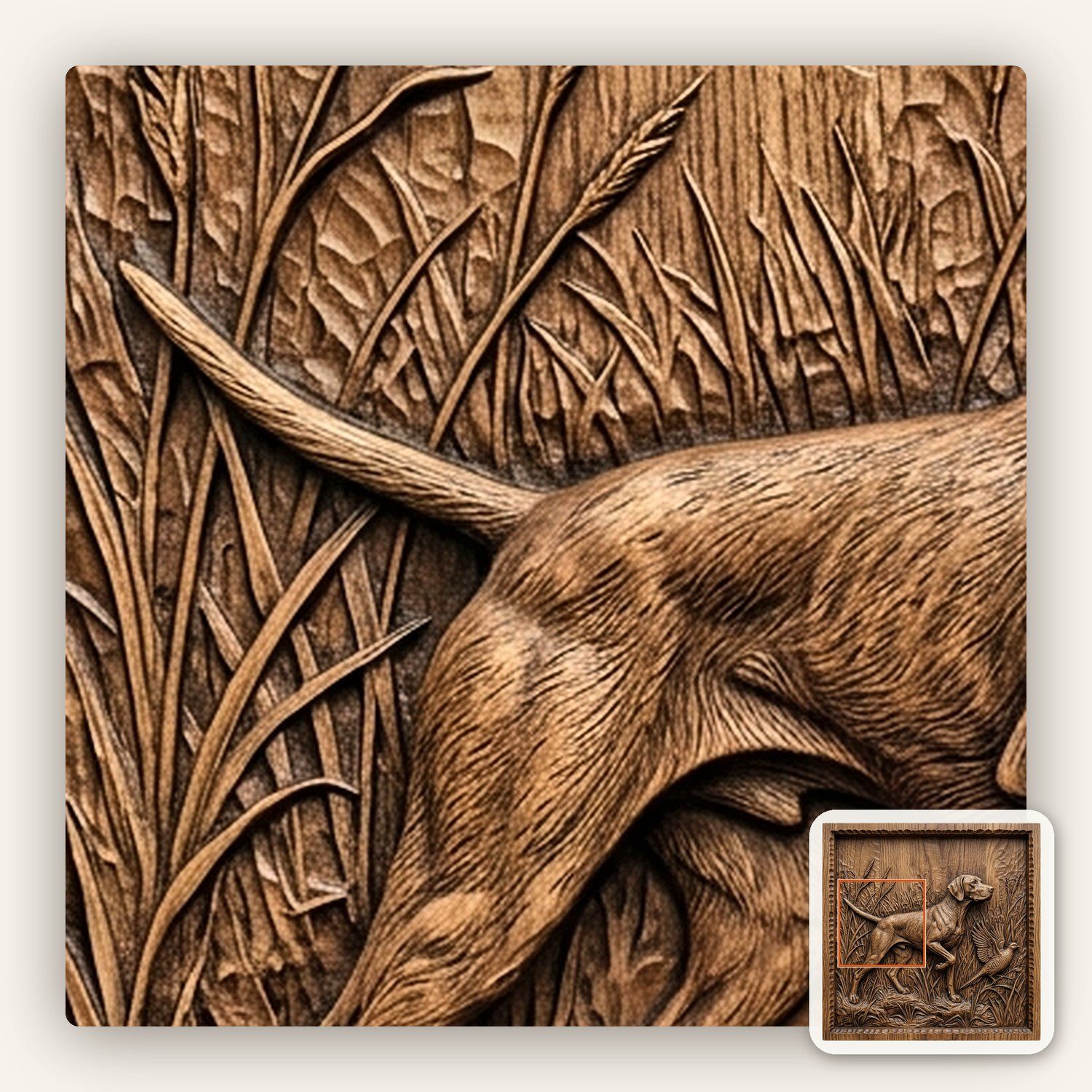 Pointer Dog Pheasant CNC Relief STL bas-relief STL — view 12