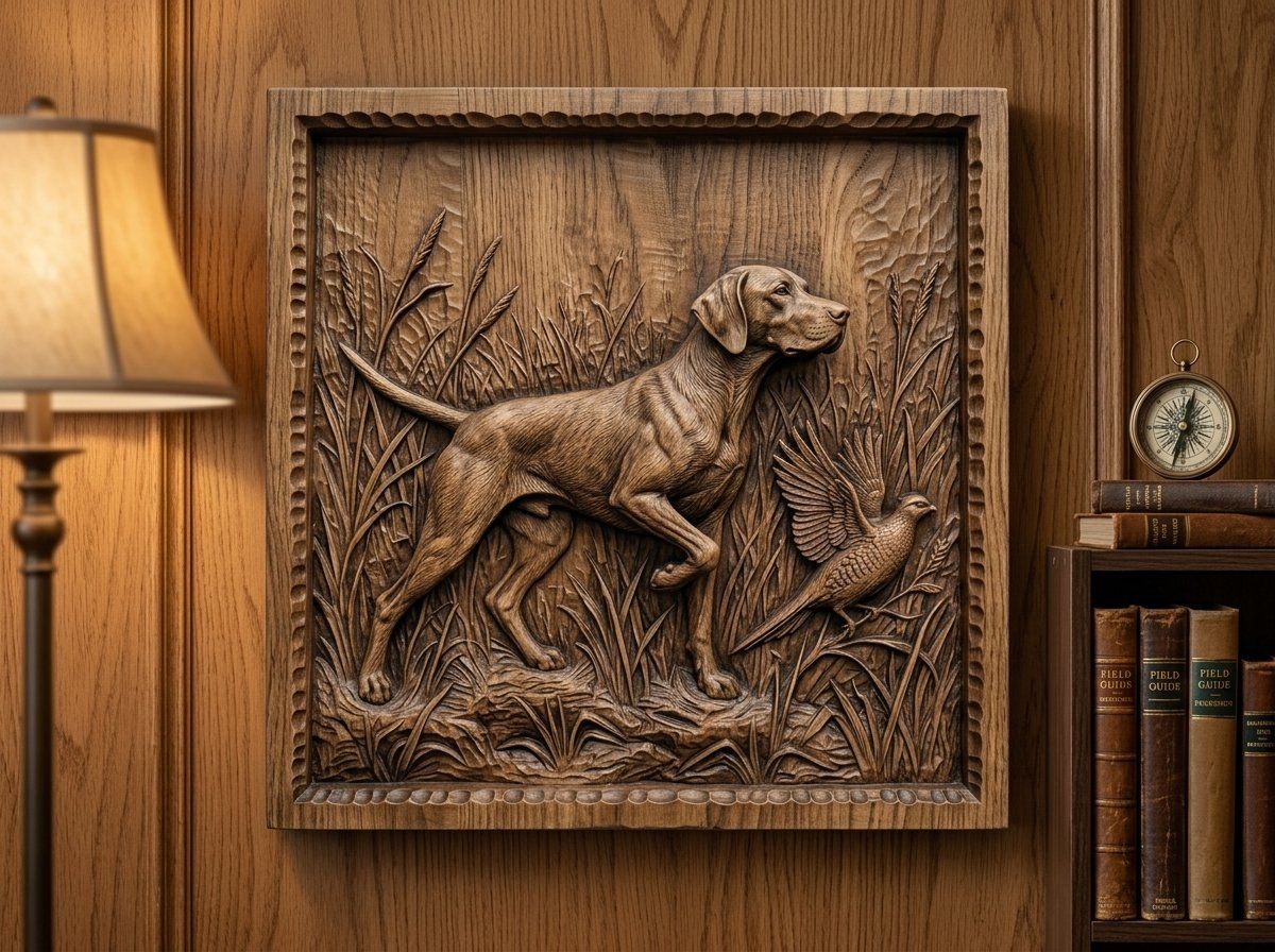 Pointer Dog Pheasant CNC Relief STL bas-relief STL — view 13