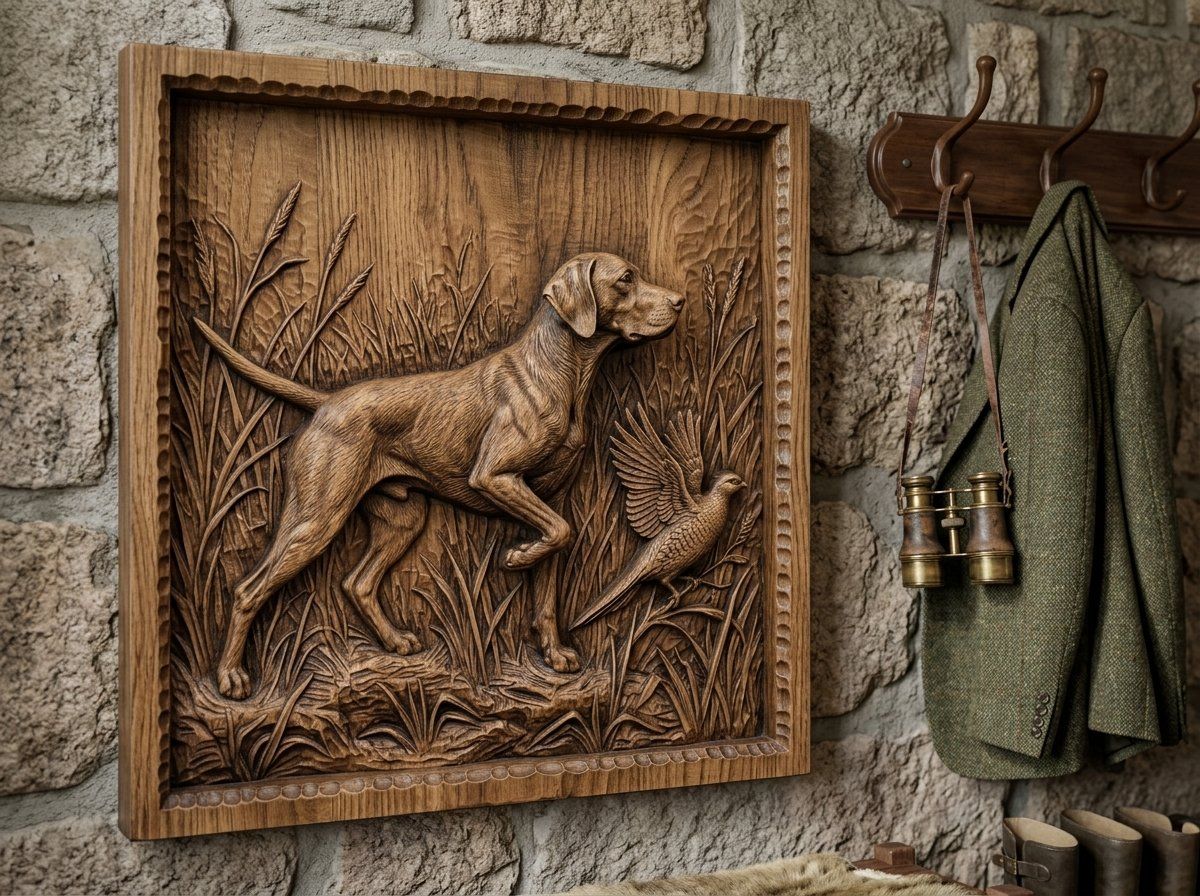 Pointer Dog Pheasant CNC Relief STL bas-relief STL — view 14