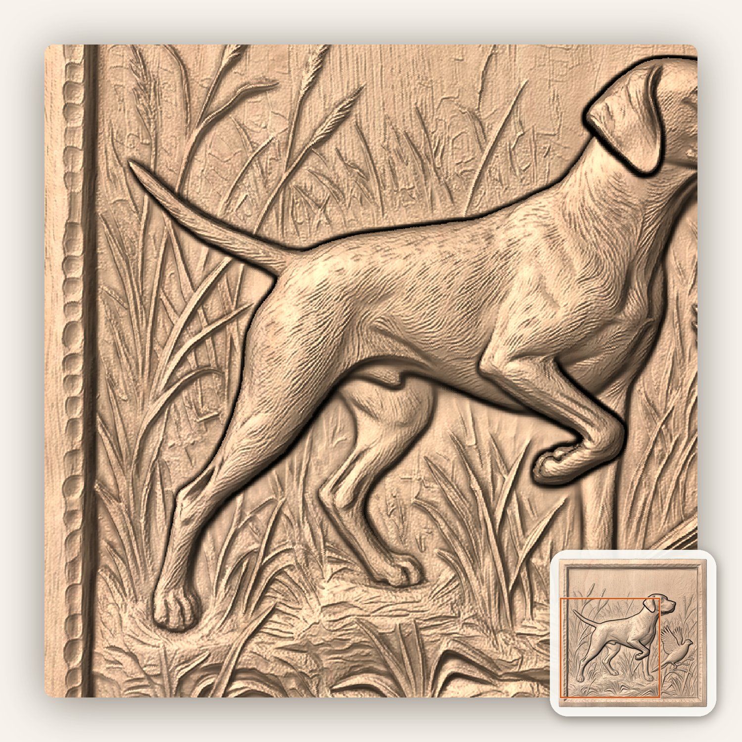 Pointer Dog Pheasant CNC Relief STL bas-relief STL — view 8