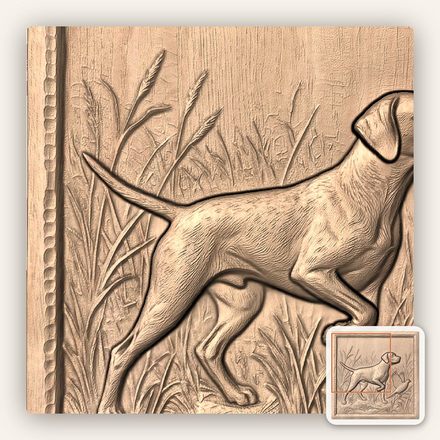 Pointer Dog Pheasant CNC Relief STL bas-relief STL — view 10