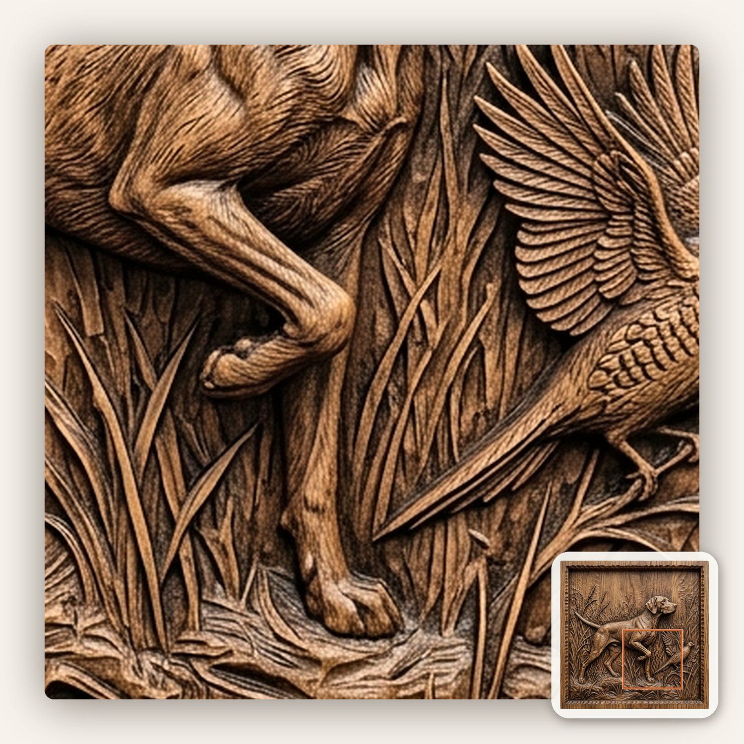 Pointer Dog Pheasant CNC Relief STL bas-relief STL — view 11