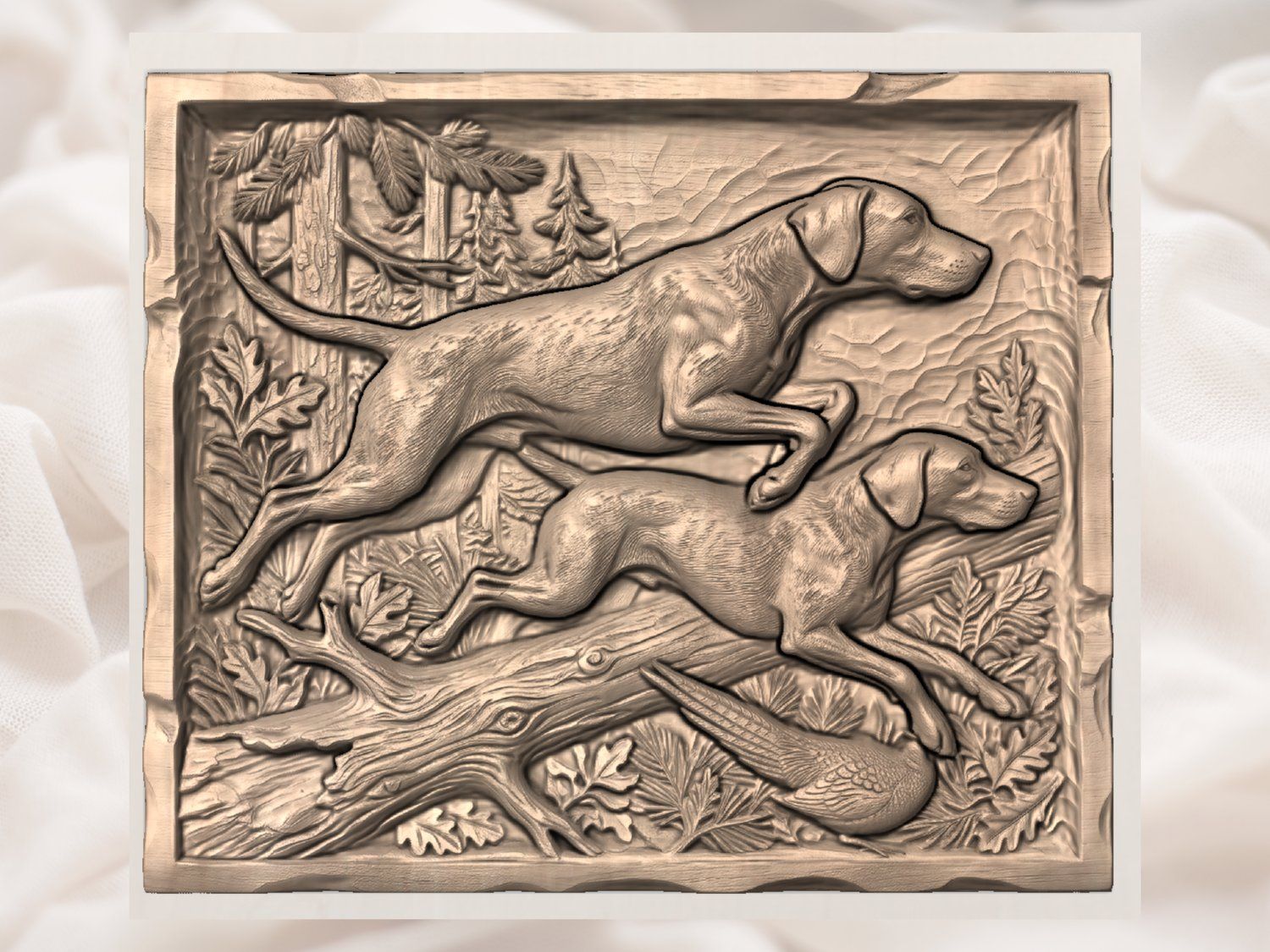 Pointer GSP Pheasant Flush CNC Relief STL bas-relief STL — view 2