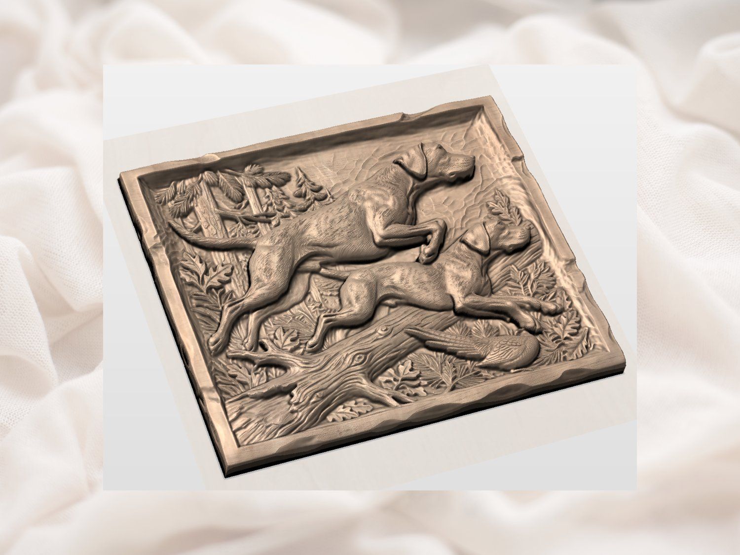 Pointer GSP Pheasant Flush CNC Relief STL bas-relief STL — view 3