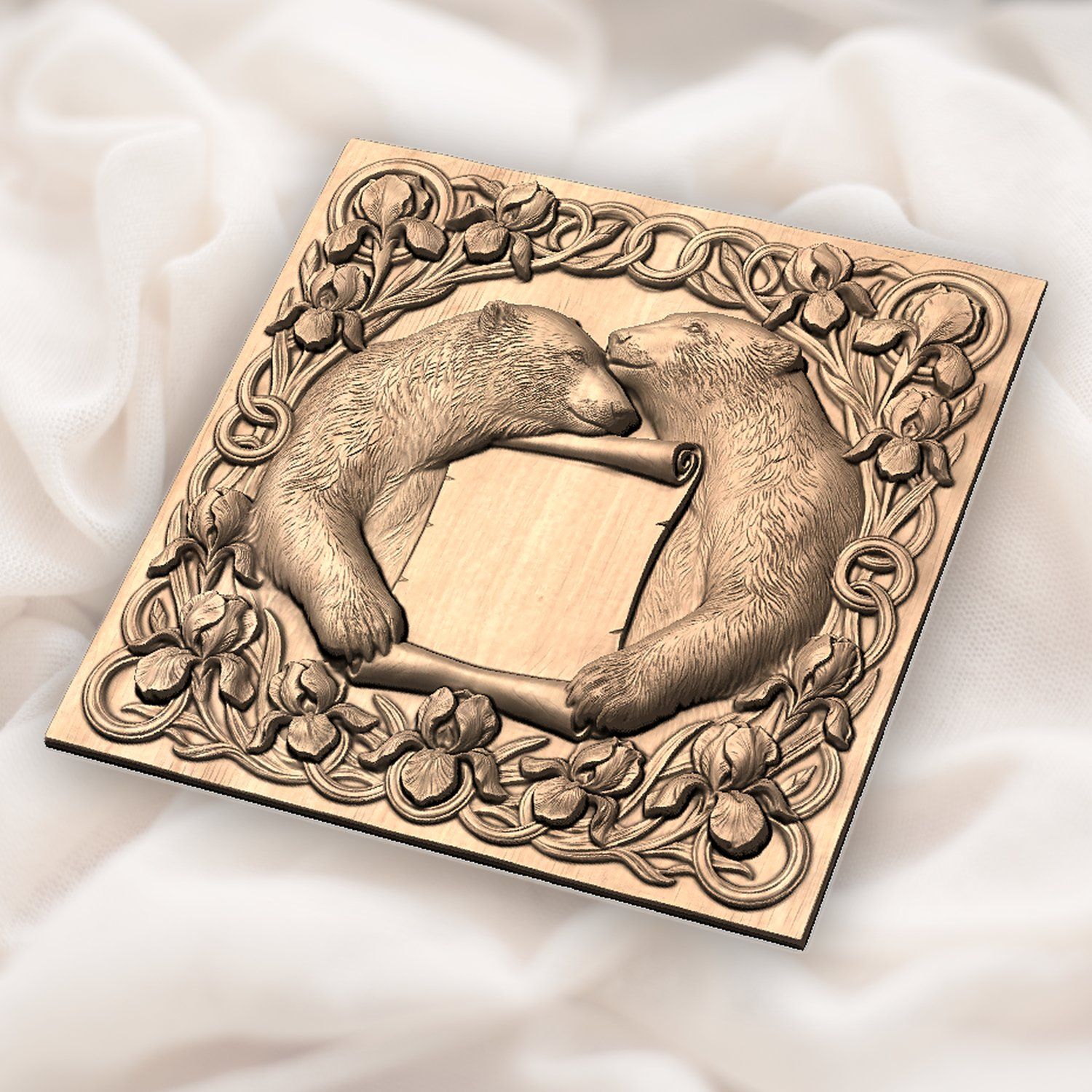 Polar Bear Couple Love Scroll CNC Relief STL bas-relief STL — view 3