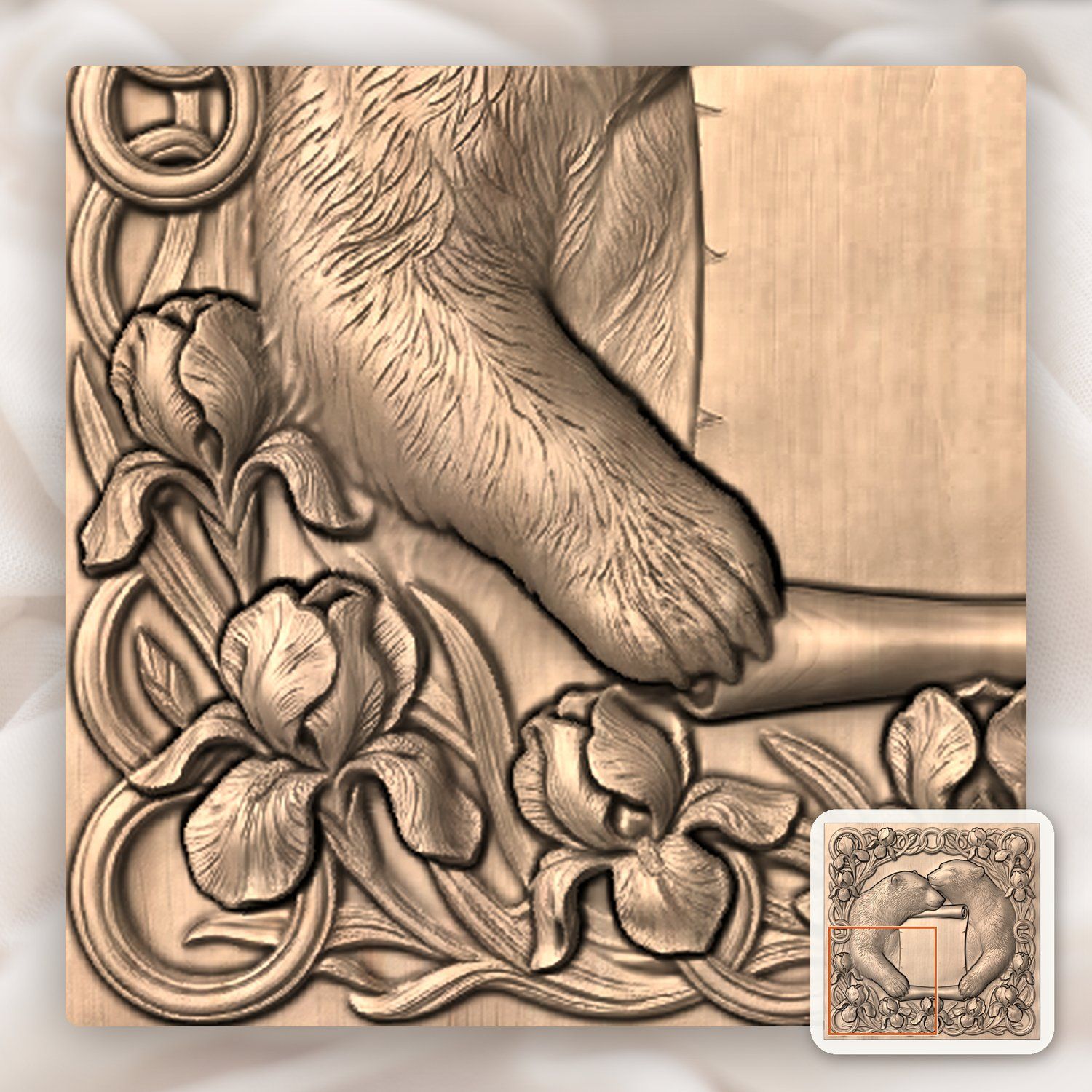 Polar Bear Couple Love Scroll CNC Relief STL bas-relief STL — view 6