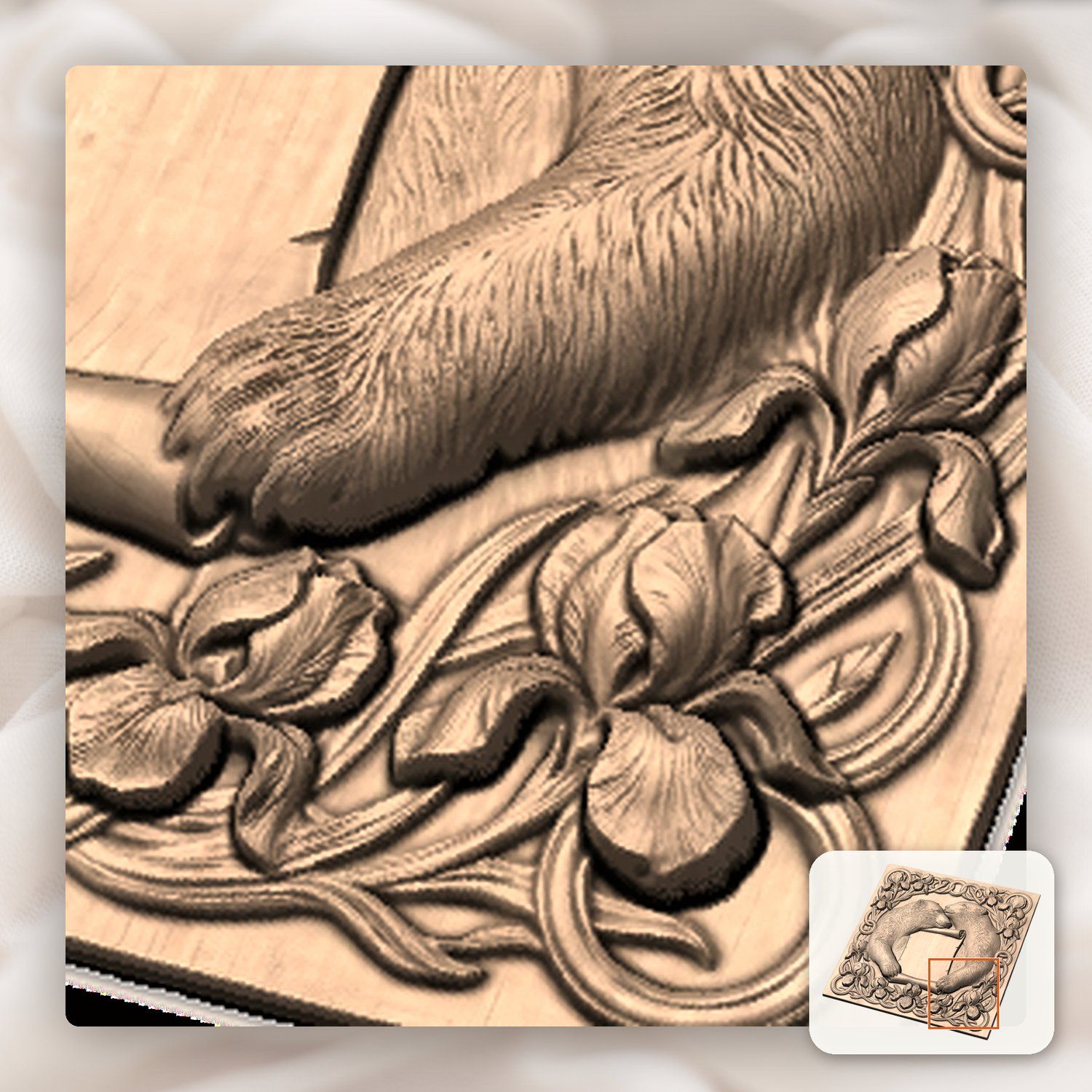 Polar Bear Couple Love Scroll CNC Relief STL bas-relief STL — view 7