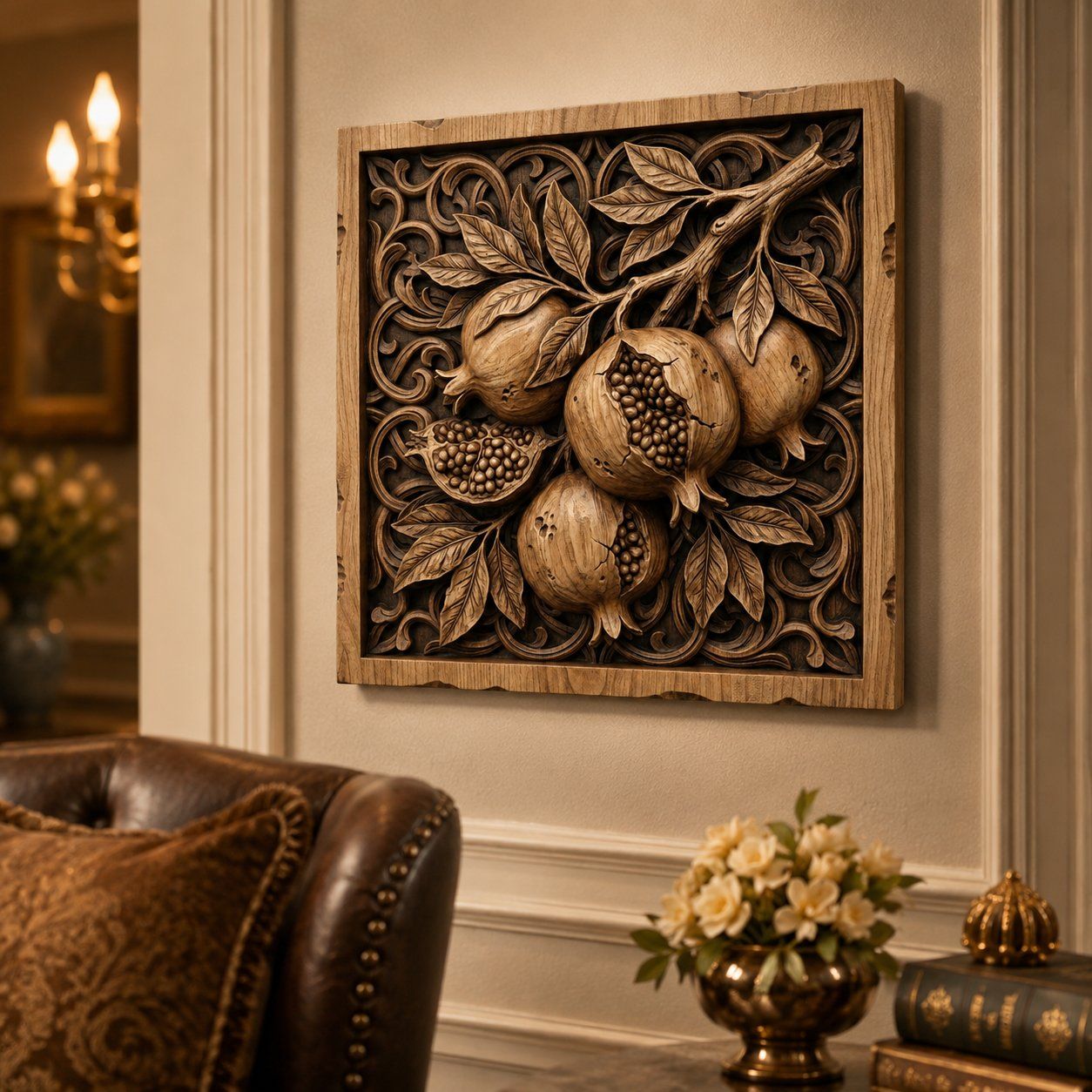 Pomegranate Botanical Harvest CNC Relief STL bas-relief STL — view 7