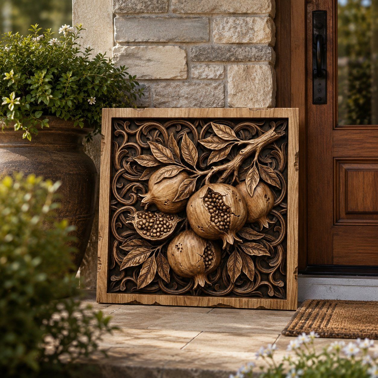 Pomegranate Botanical Harvest CNC Relief STL bas-relief STL — view 8