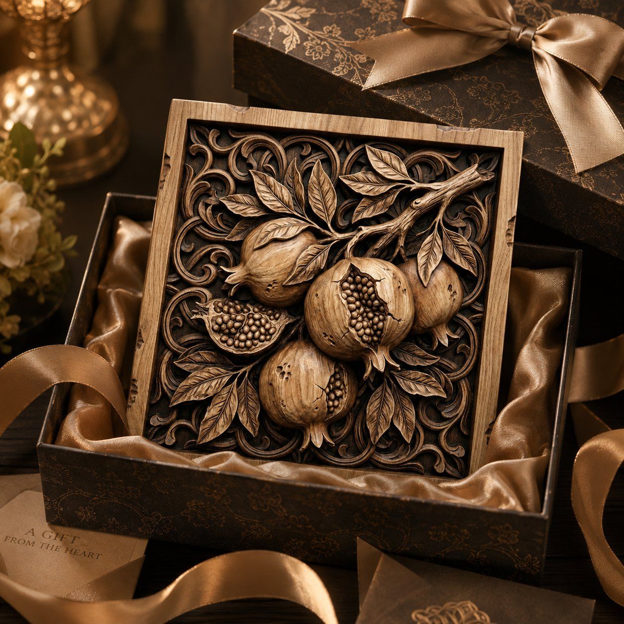 Pomegranate Botanical Harvest CNC Relief STL bas-relief STL — view 9