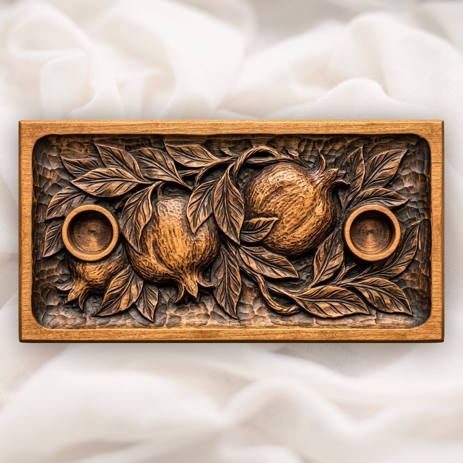 Pomegranate Shabbat Candle Tray CNC Relief STL bas-relief STL — view 12
