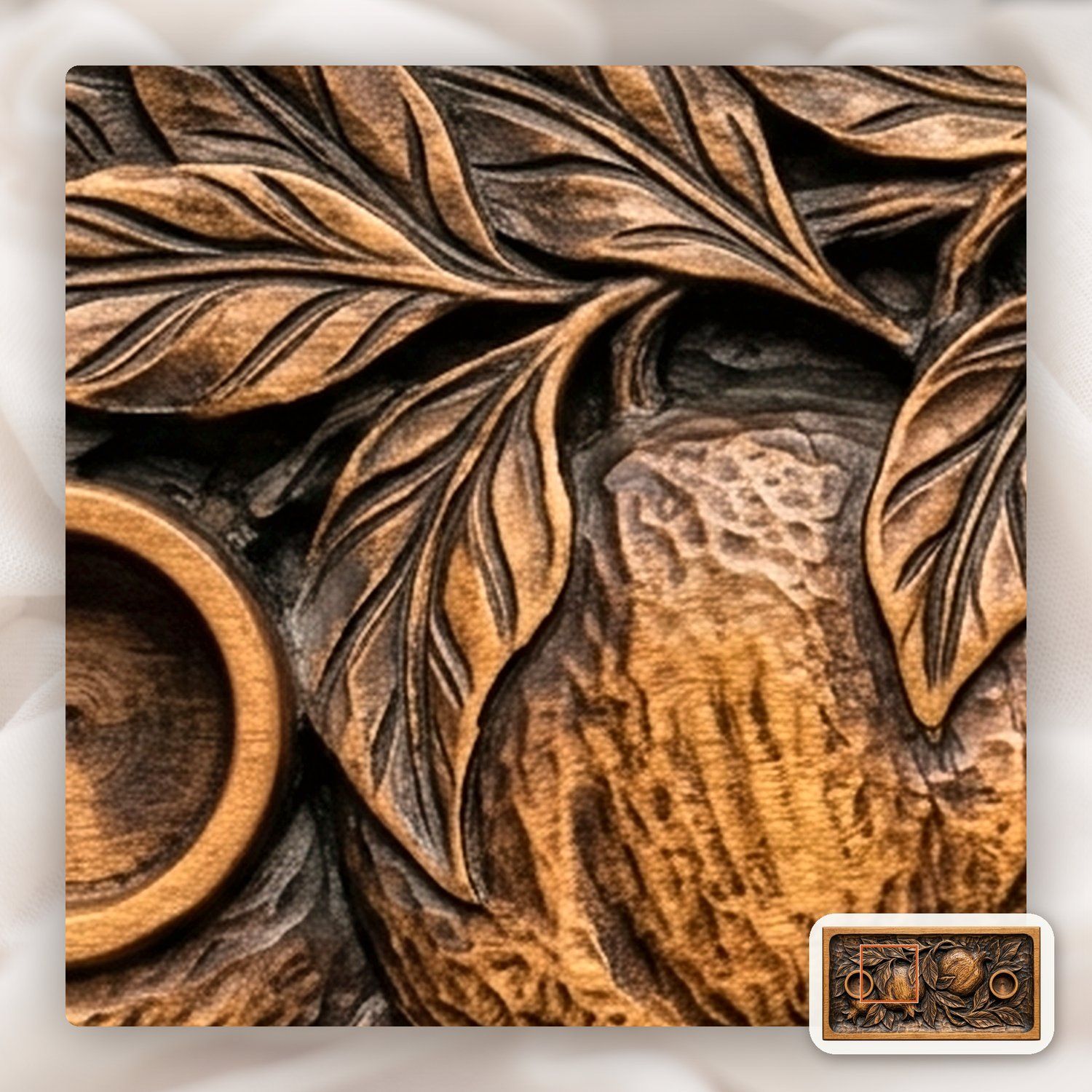Pomegranate Shabbat Candle Tray CNC Relief STL bas-relief STL — view 11