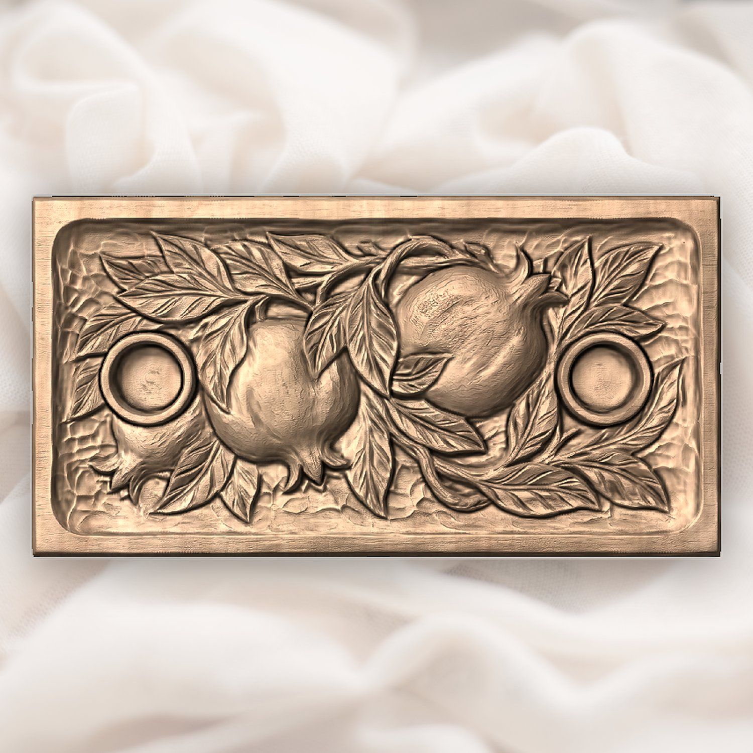 Pomegranate Shabbat Candle Tray CNC Relief STL bas-relief STL — view 4