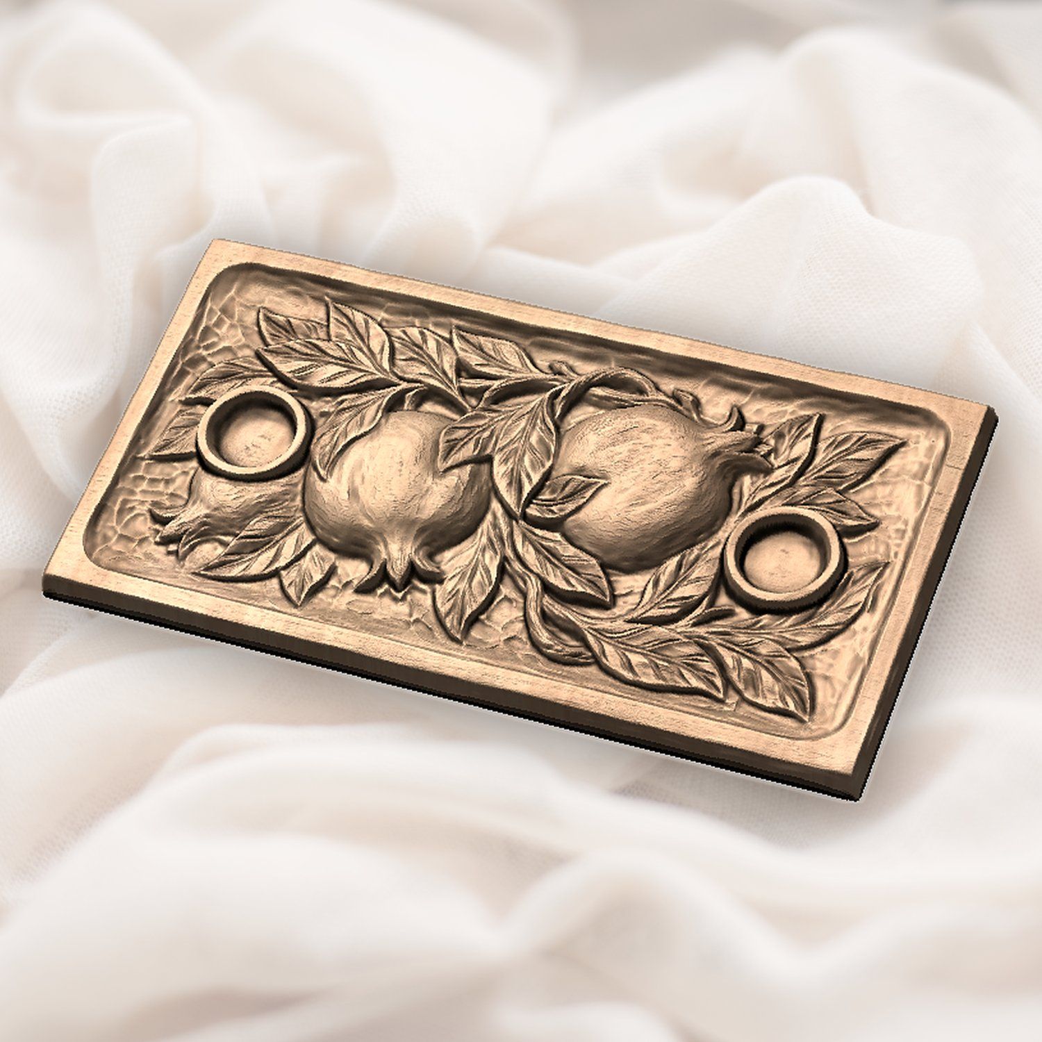 Pomegranate Shabbat Candle Tray CNC Relief STL bas-relief STL — view 5