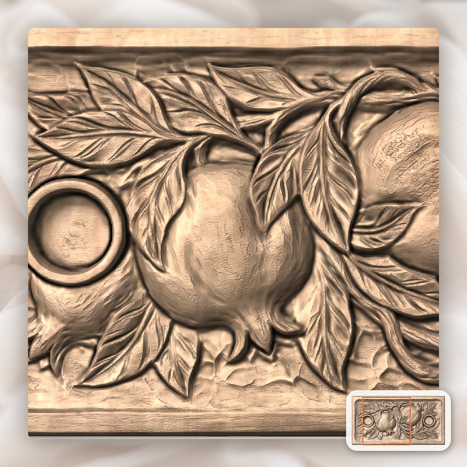 Pomegranate Shabbat Candle Tray CNC Relief STL bas-relief STL — view 6