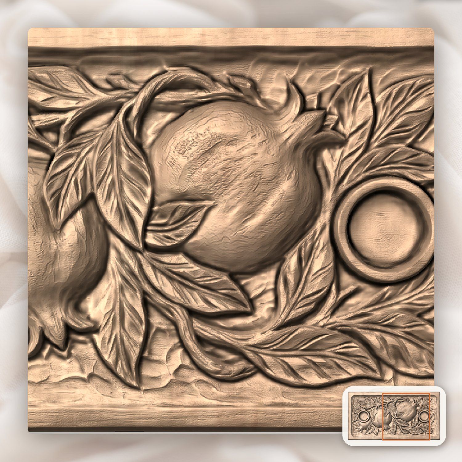 Pomegranate Shabbat Candle Tray CNC Relief STL bas-relief STL — view 7