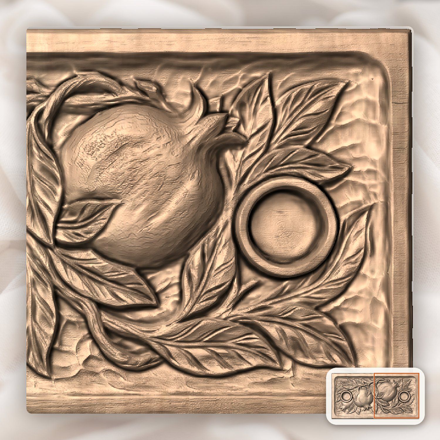 Pomegranate Shabbat Candle Tray CNC Relief STL bas-relief STL — view 9