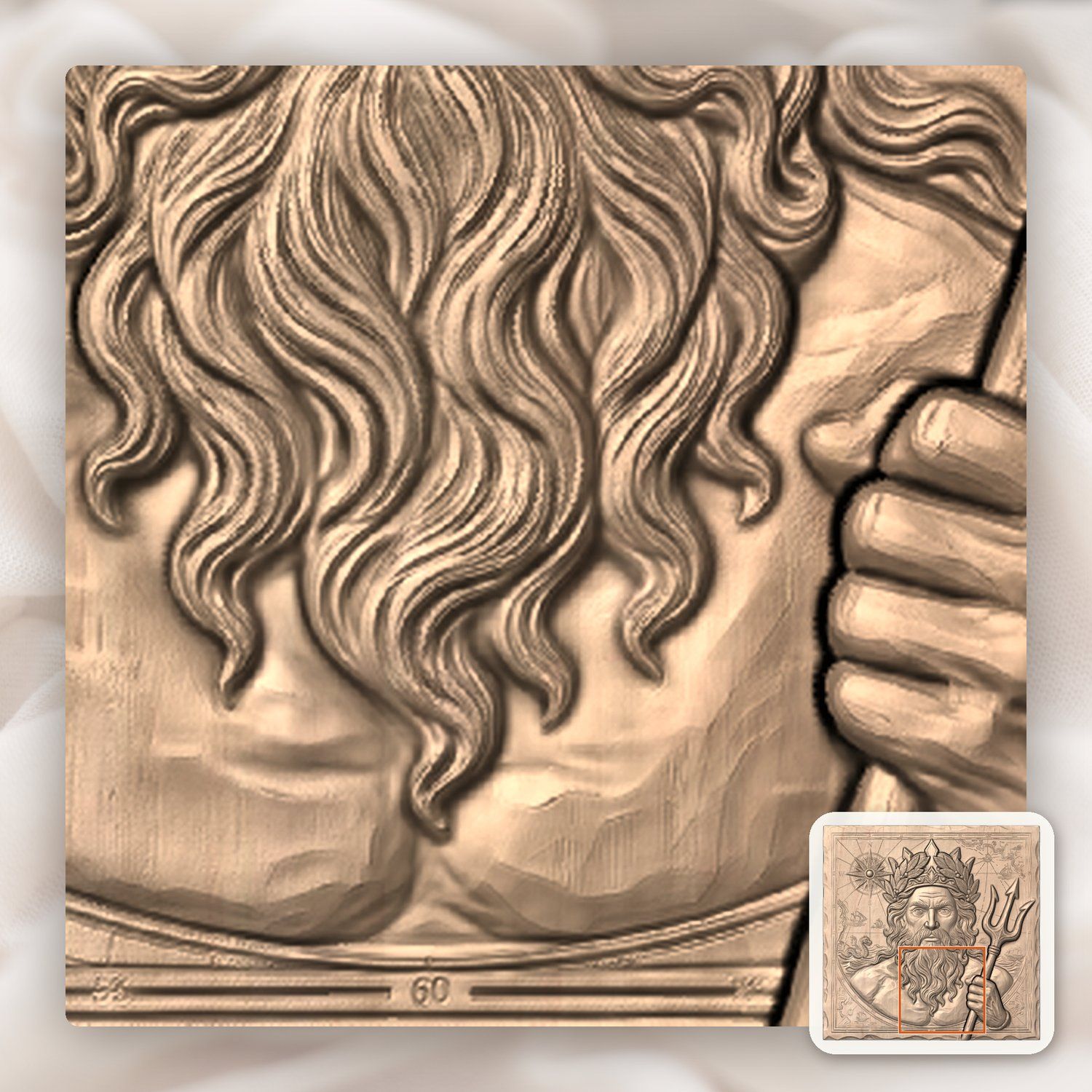 Poseidon Neptune Sea God Nautical Map CNC Relief STL bas-relief STL — view 7