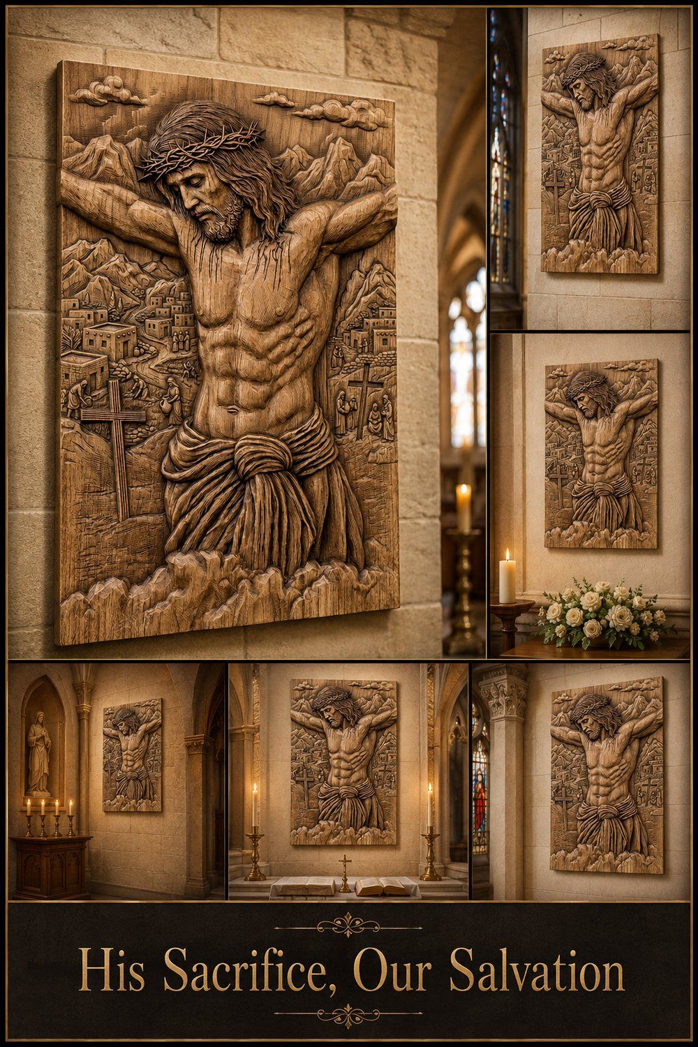 Powerful Jesus Christ Crucifixion Scene CNC Relief STL bas-relief STL — view 10