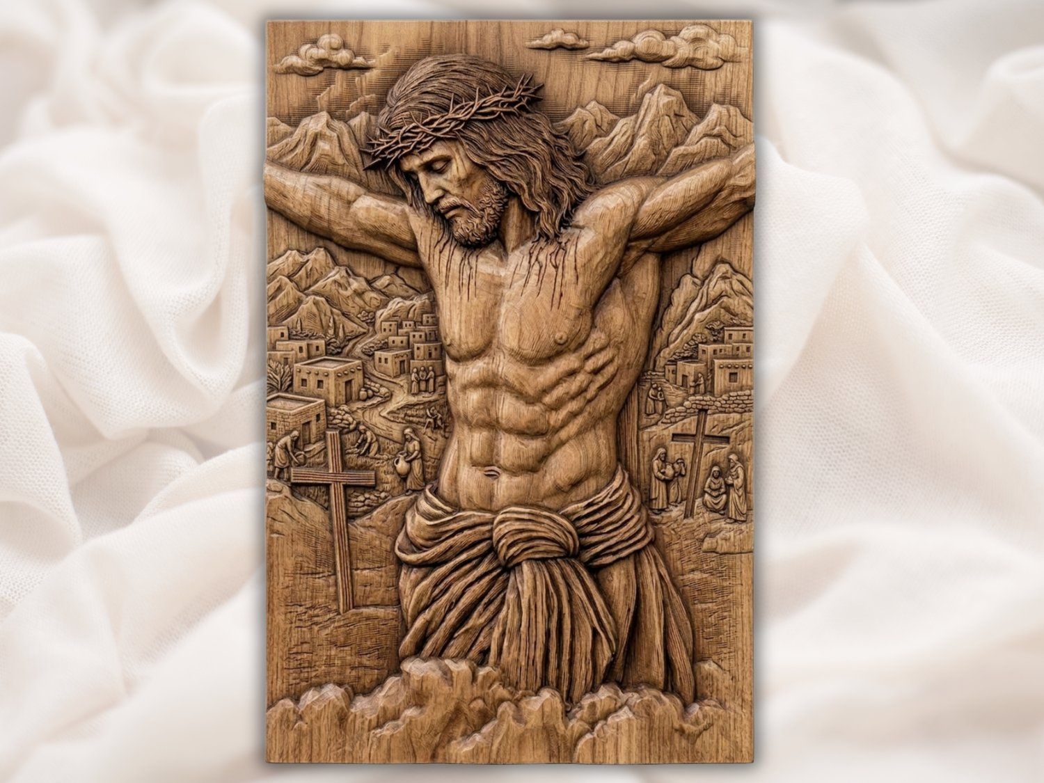 Powerful Jesus Christ Crucifixion Scene CNC Relief STL bas-relief STL — view 2