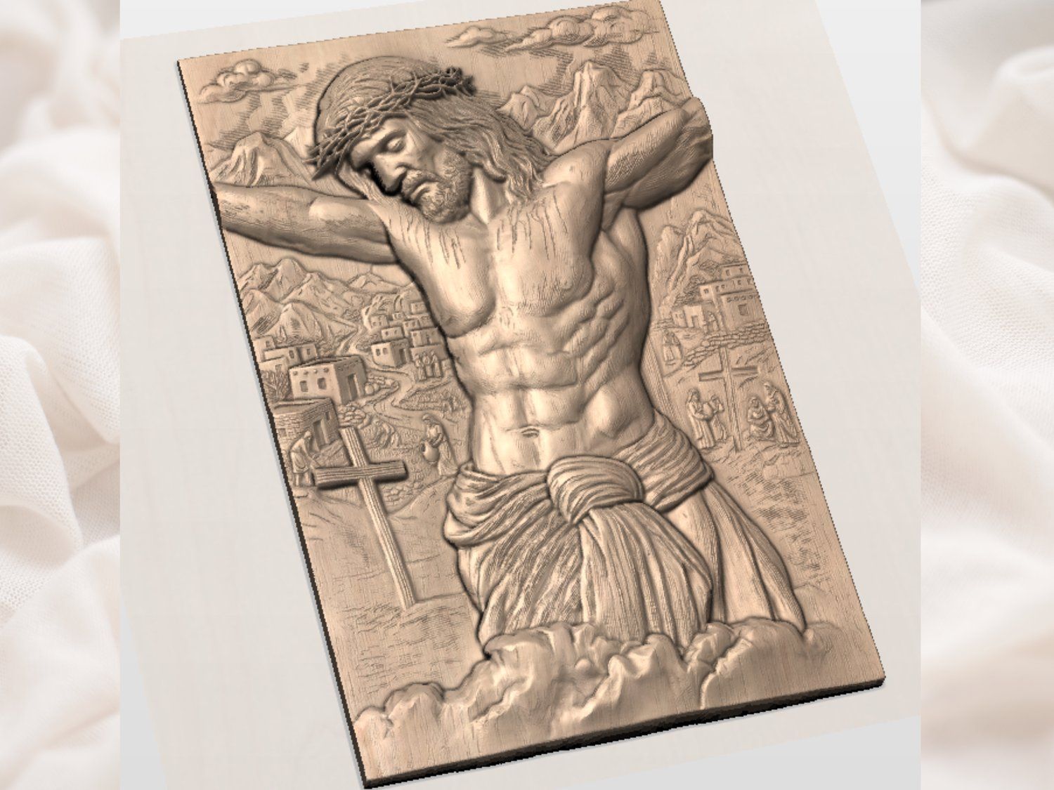 Powerful Jesus Christ Crucifixion Scene CNC Relief STL bas-relief STL — view 4