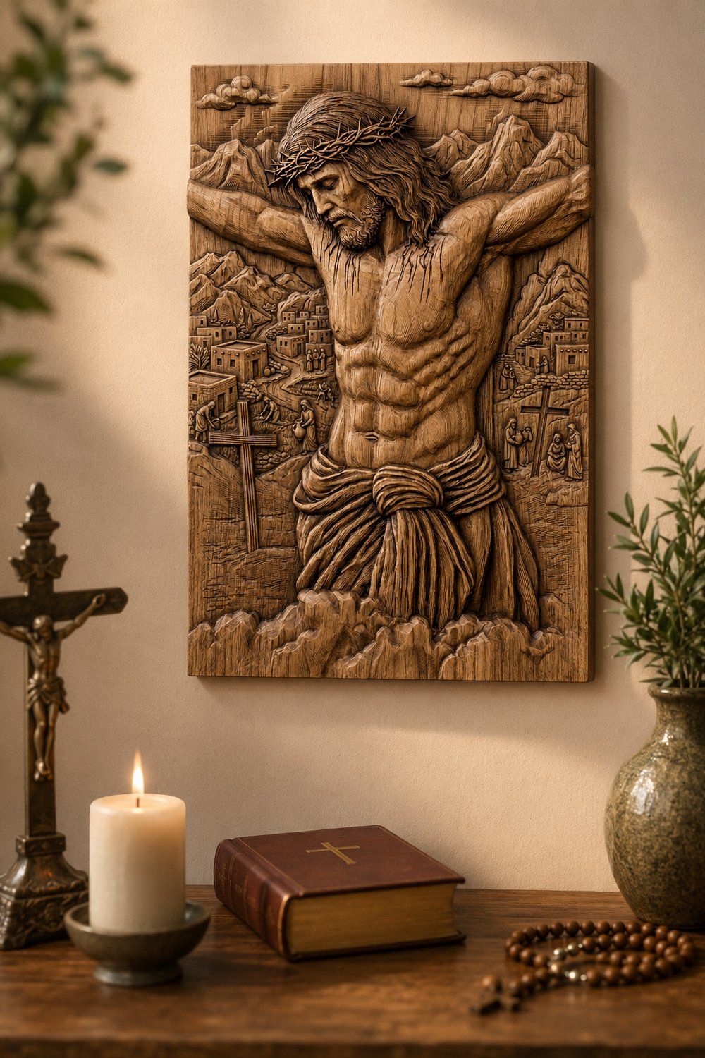 Powerful Jesus Christ Crucifixion Scene CNC Relief STL bas-relief STL — view 6
