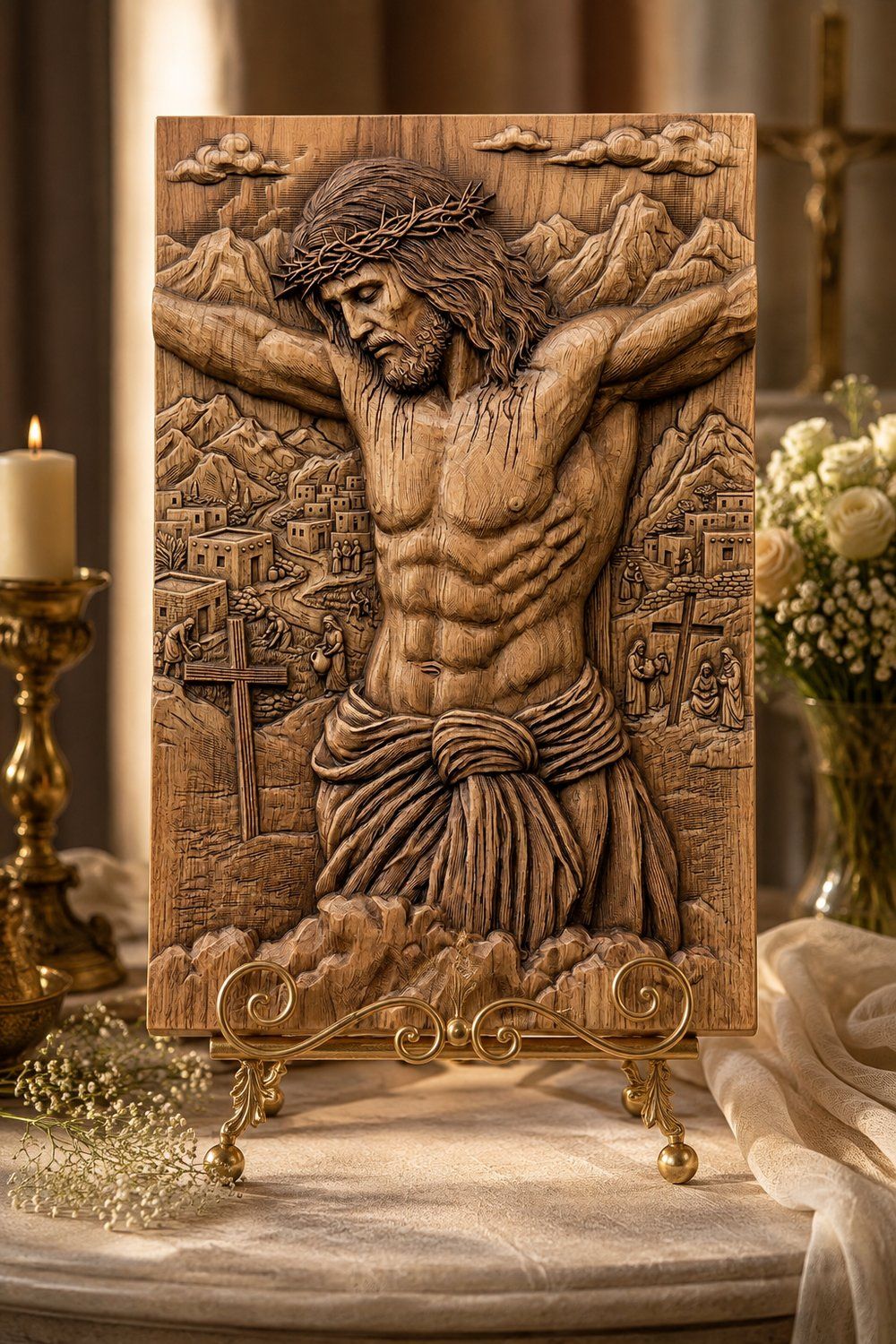 Powerful Jesus Christ Crucifixion Scene CNC Relief STL bas-relief STL — view 7