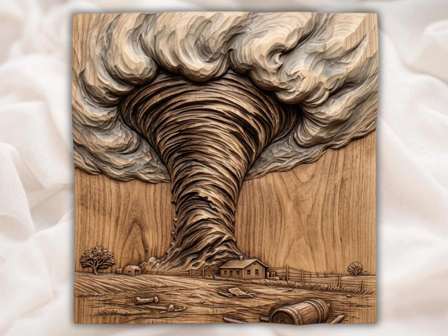 Powerful Tornado Storm Farmhouse Scene CNC Relief STL bas-relief STL — view 2