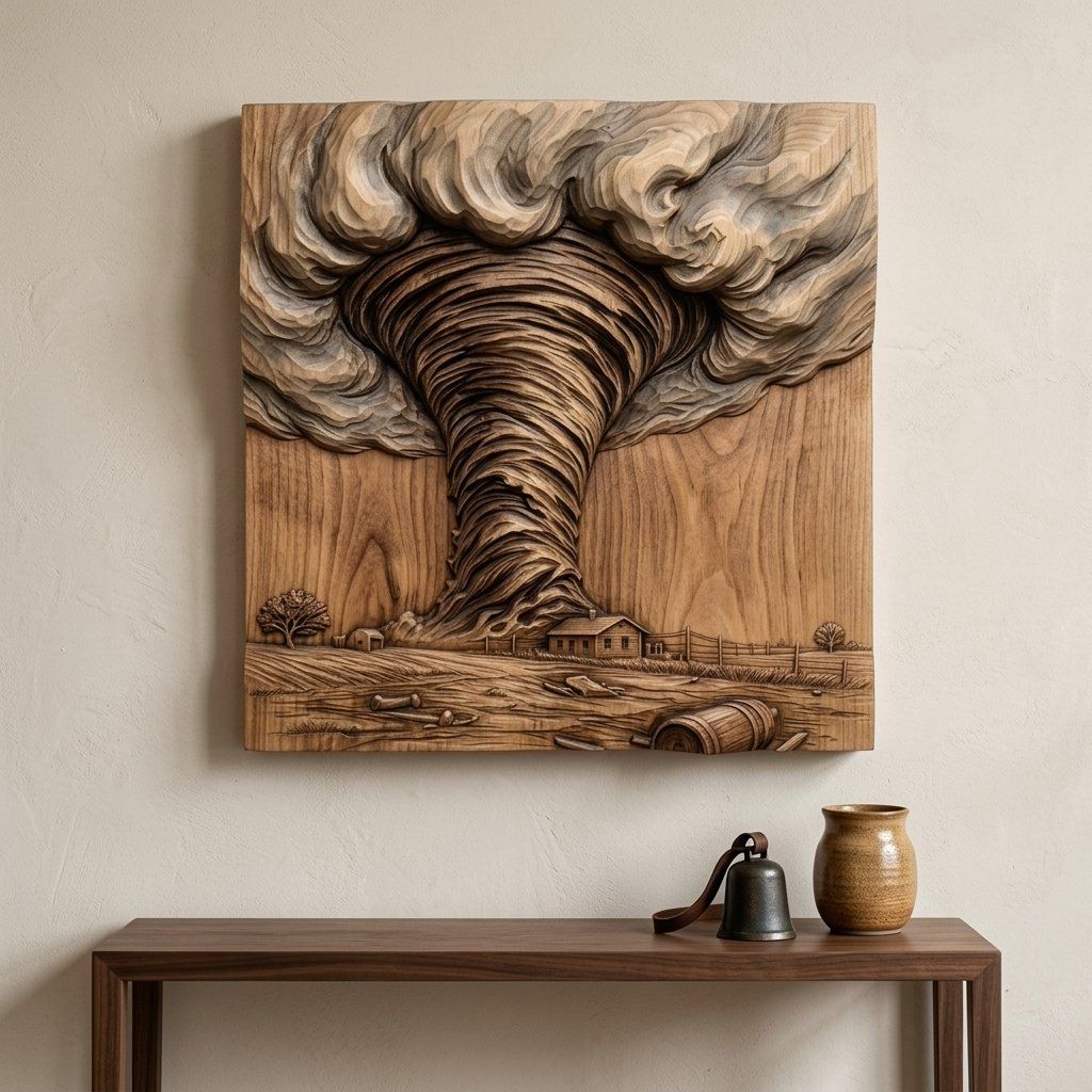 Powerful Tornado Storm Farmhouse Scene CNC Relief STL bas-relief STL — view 7