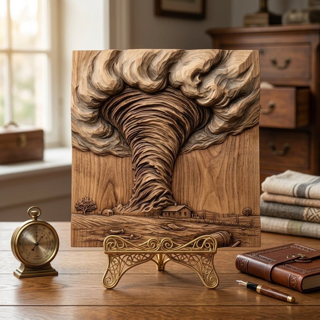 Powerful Tornado Storm Farmhouse Scene CNC Relief STL bas-relief STL — view 8