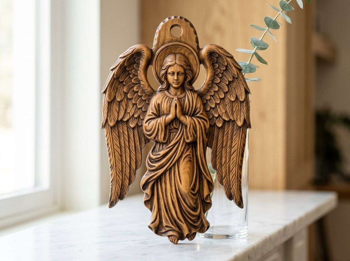 Praying Guardian Angel Ornament CNC Relief STL bas-relief STL — view 13