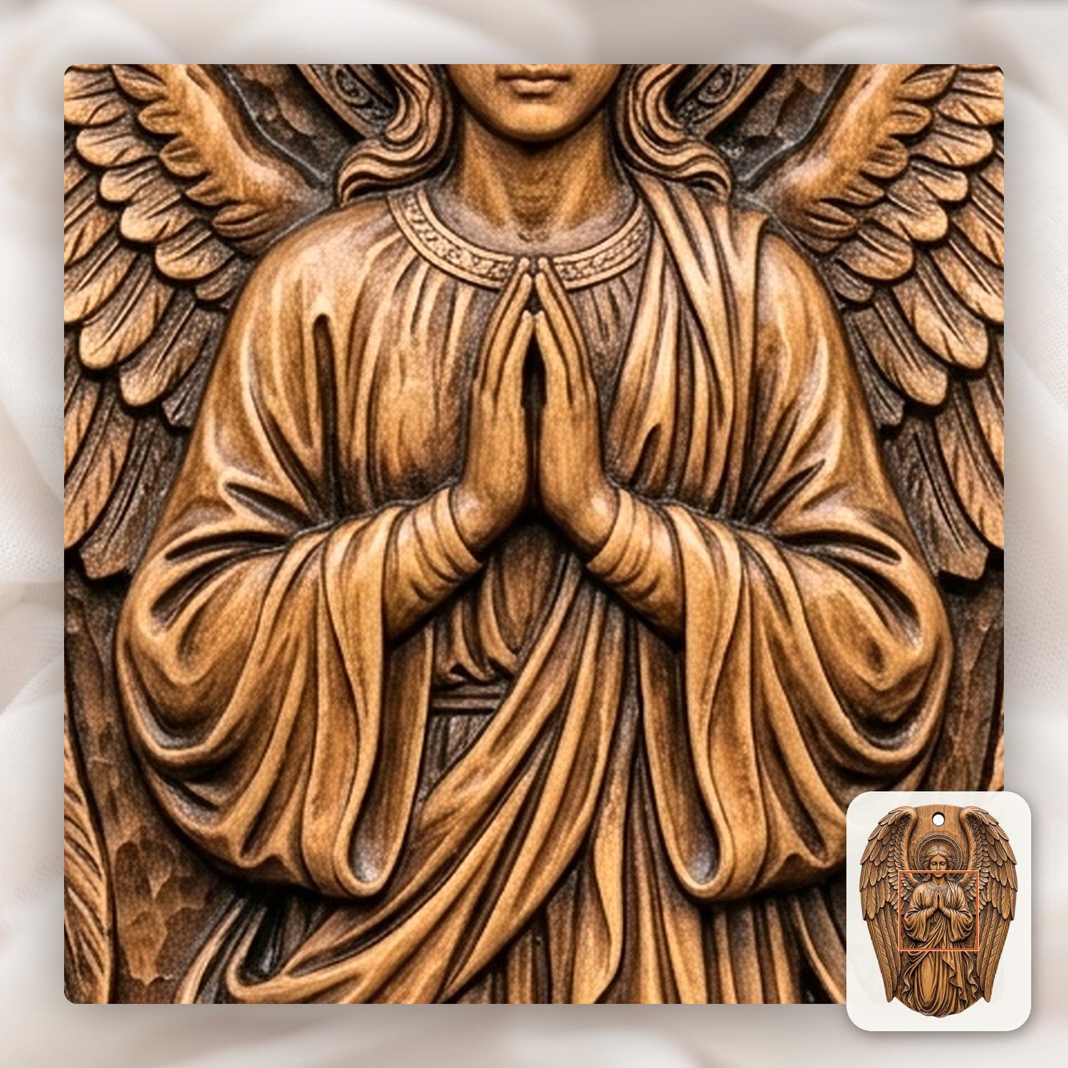 Praying Guardian Angel Ornament CNC Relief STL bas-relief STL — view 11