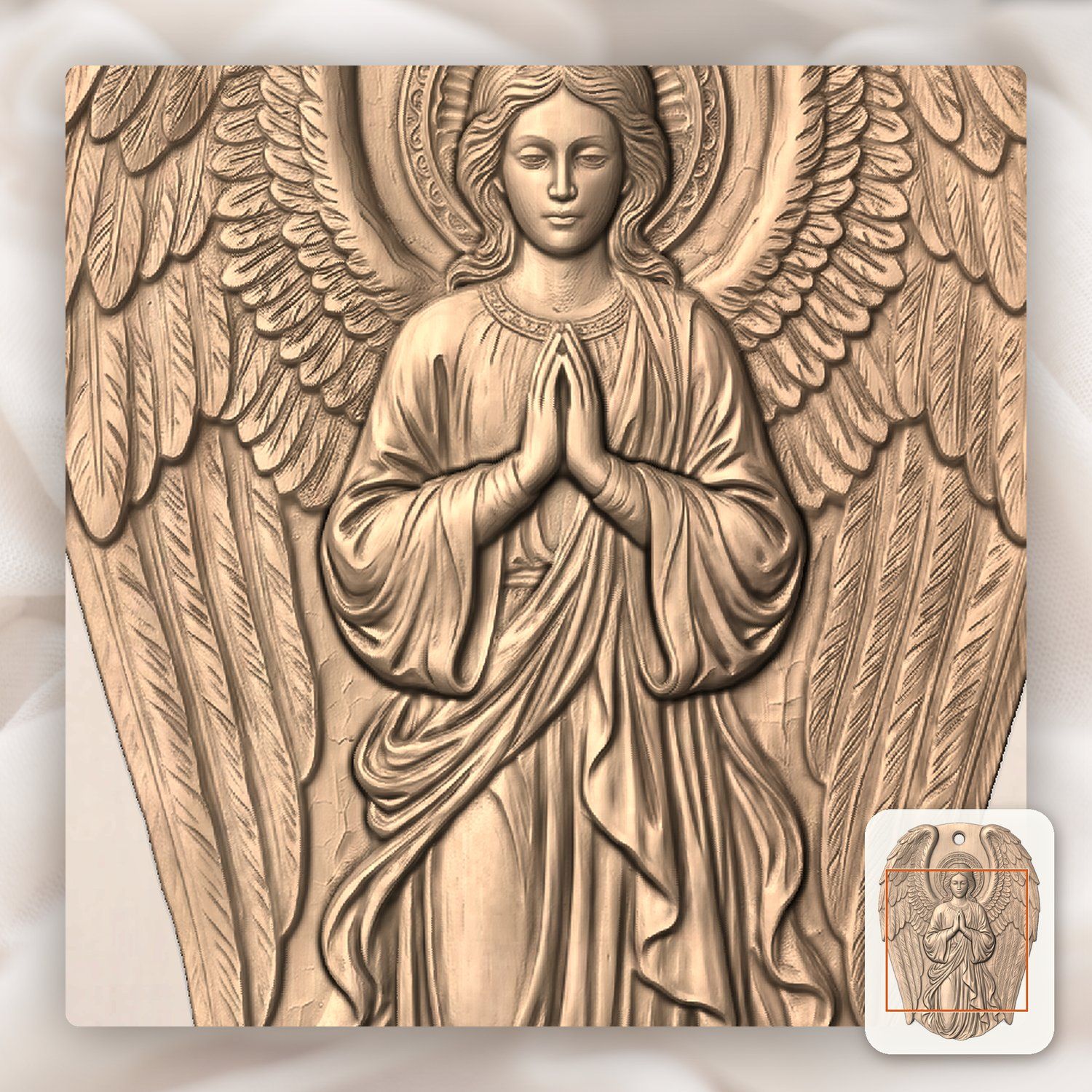 Praying Guardian Angel Ornament CNC Relief STL bas-relief STL — view 7