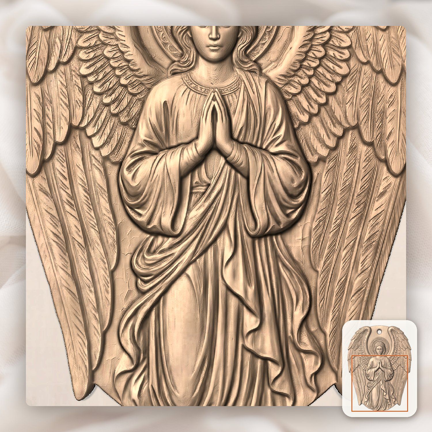 Praying Guardian Angel Ornament CNC Relief STL bas-relief STL — view 8