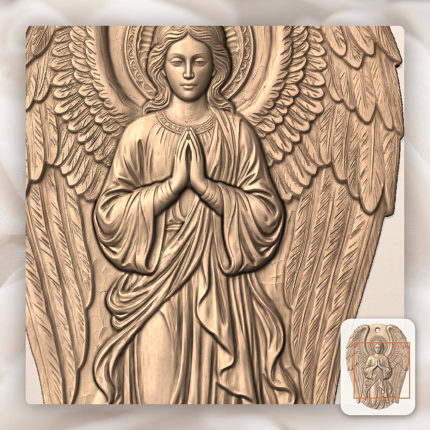 Praying Guardian Angel Ornament CNC Relief STL bas-relief STL — view 10