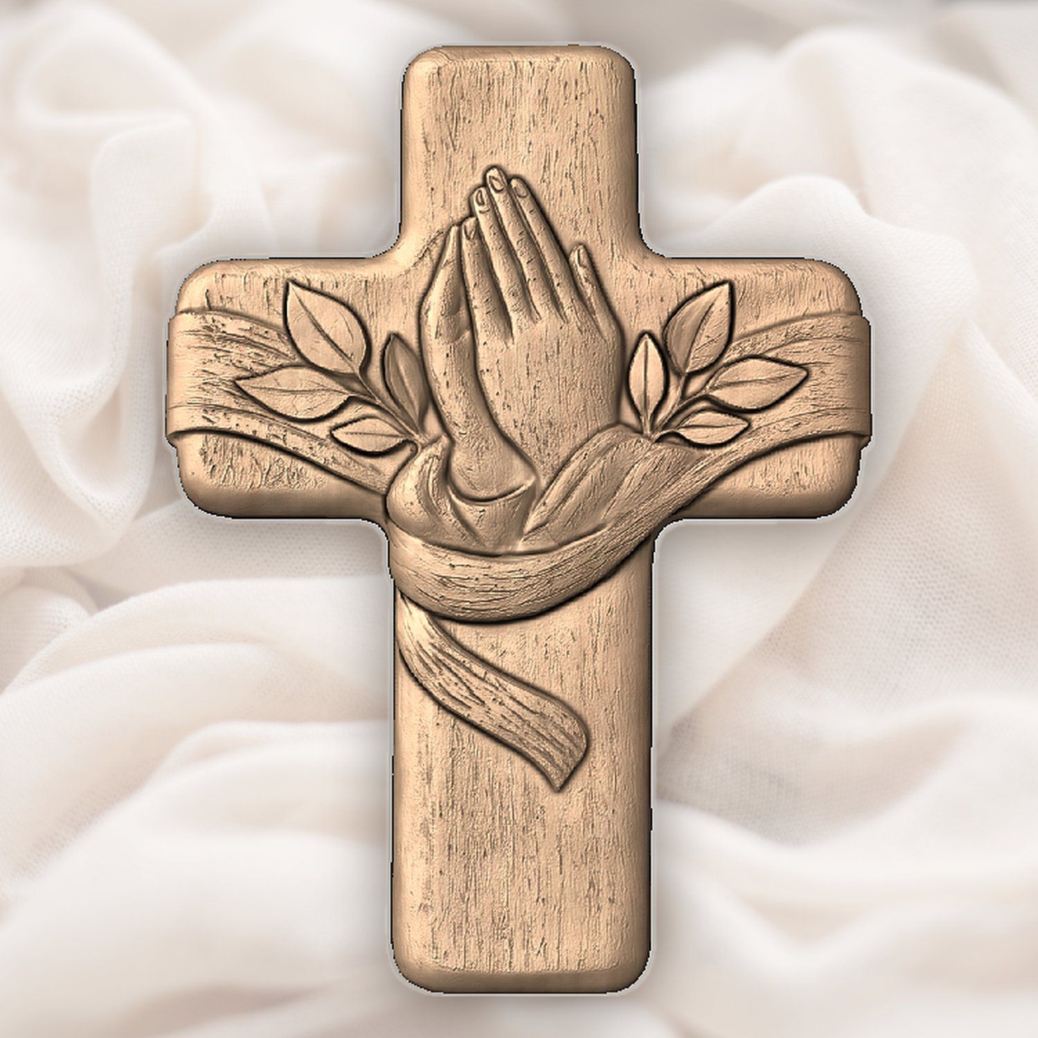 Praying Hands Christian Cross CNC Relief STL bas-relief STL — view 4