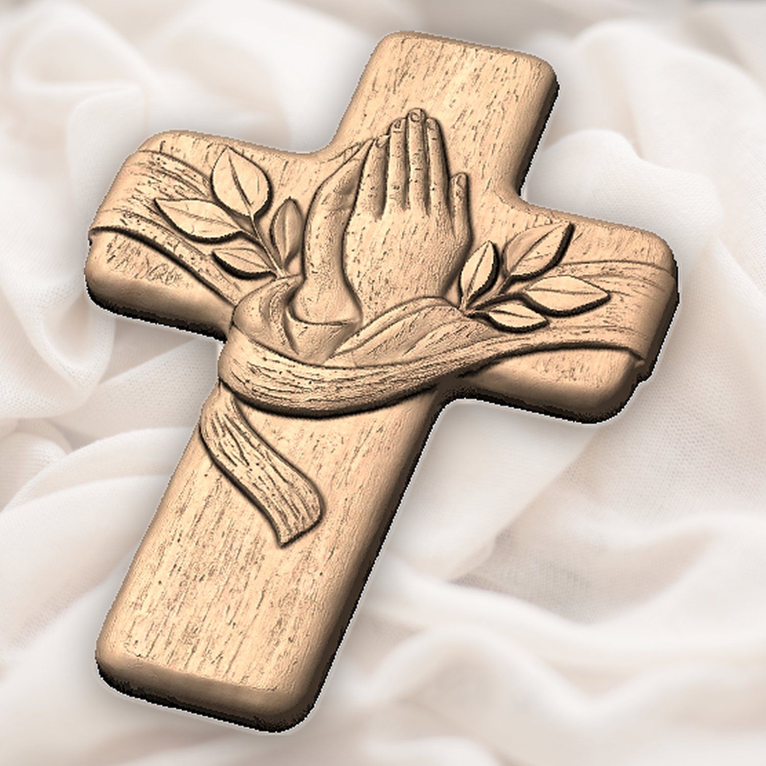 Praying Hands Christian Cross CNC Relief STL bas-relief STL — view 5